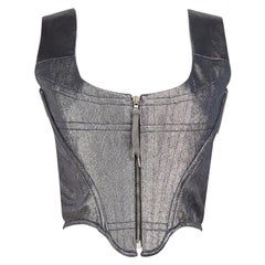Vivienne Westwood Blue Metallic Portrait Corset Top Size L