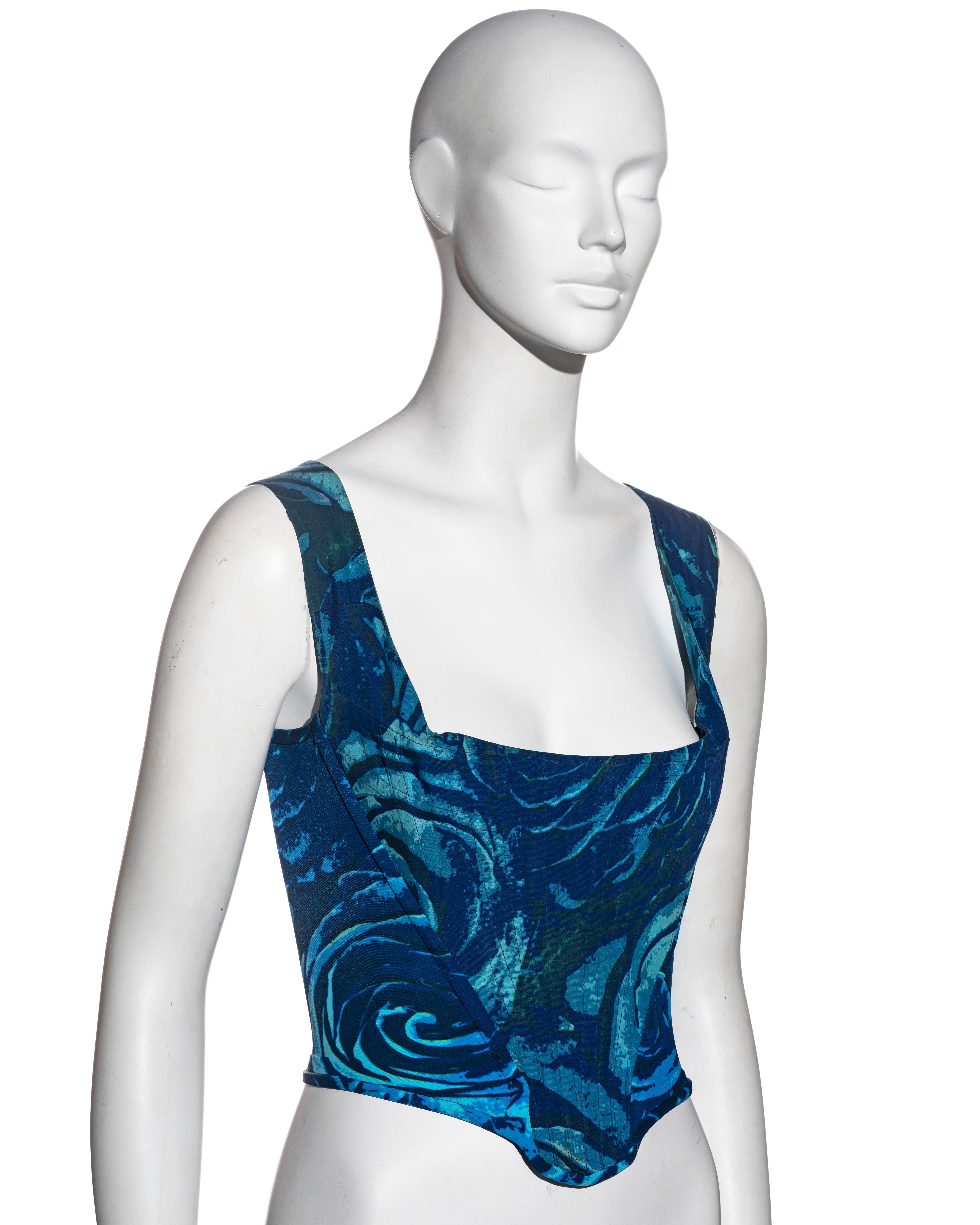 Vivienne Westwood blue rose print corset, ss 1993 In Excellent Condition In London, GB