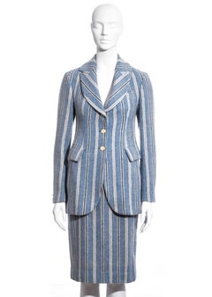 Vivienne Westwood blue striped Harris Tweed skirt suit, fw 1996