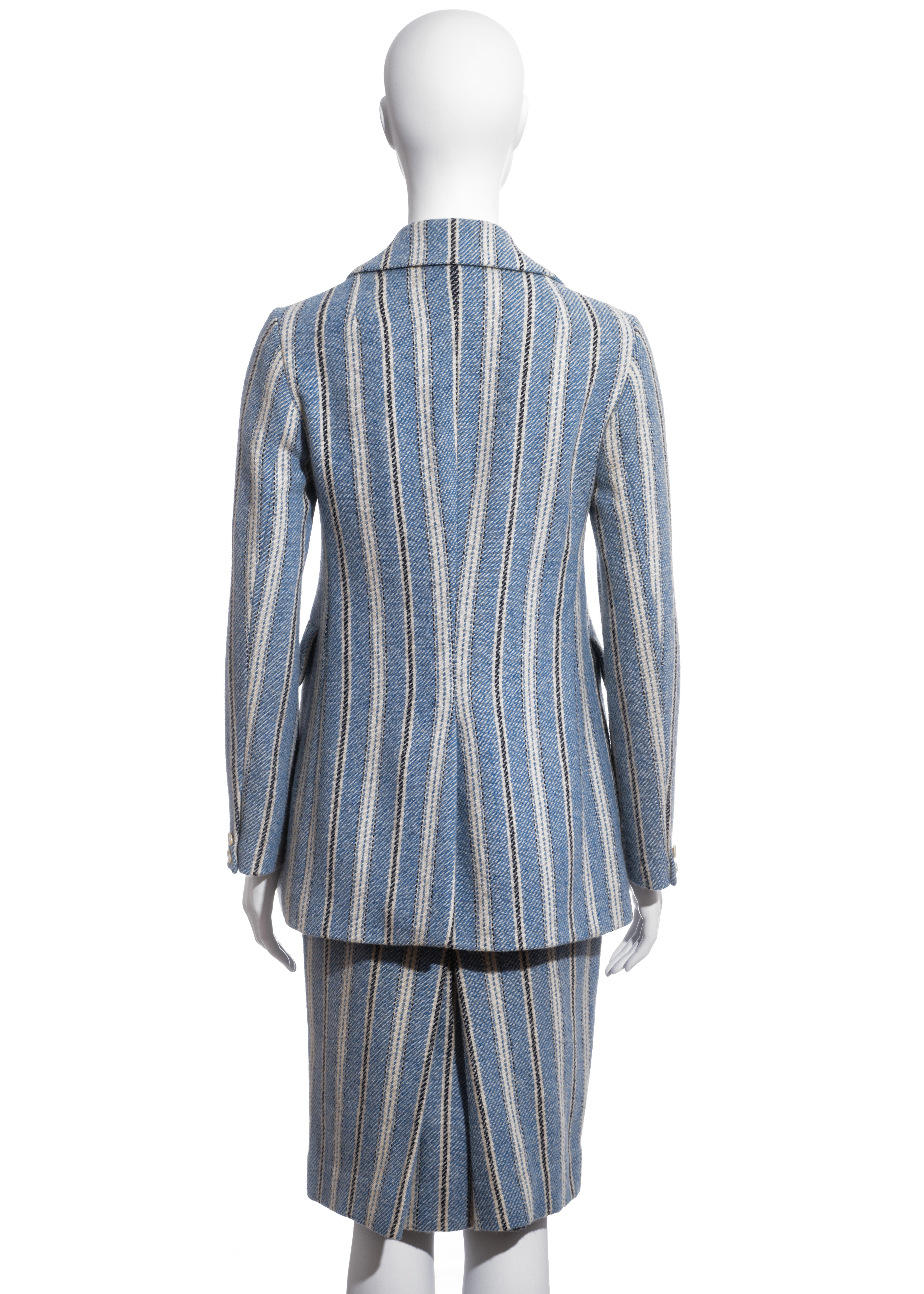 Gray Vivienne Westwood blue striped Harris Tweed skirt suit, fw 1996 For Sale