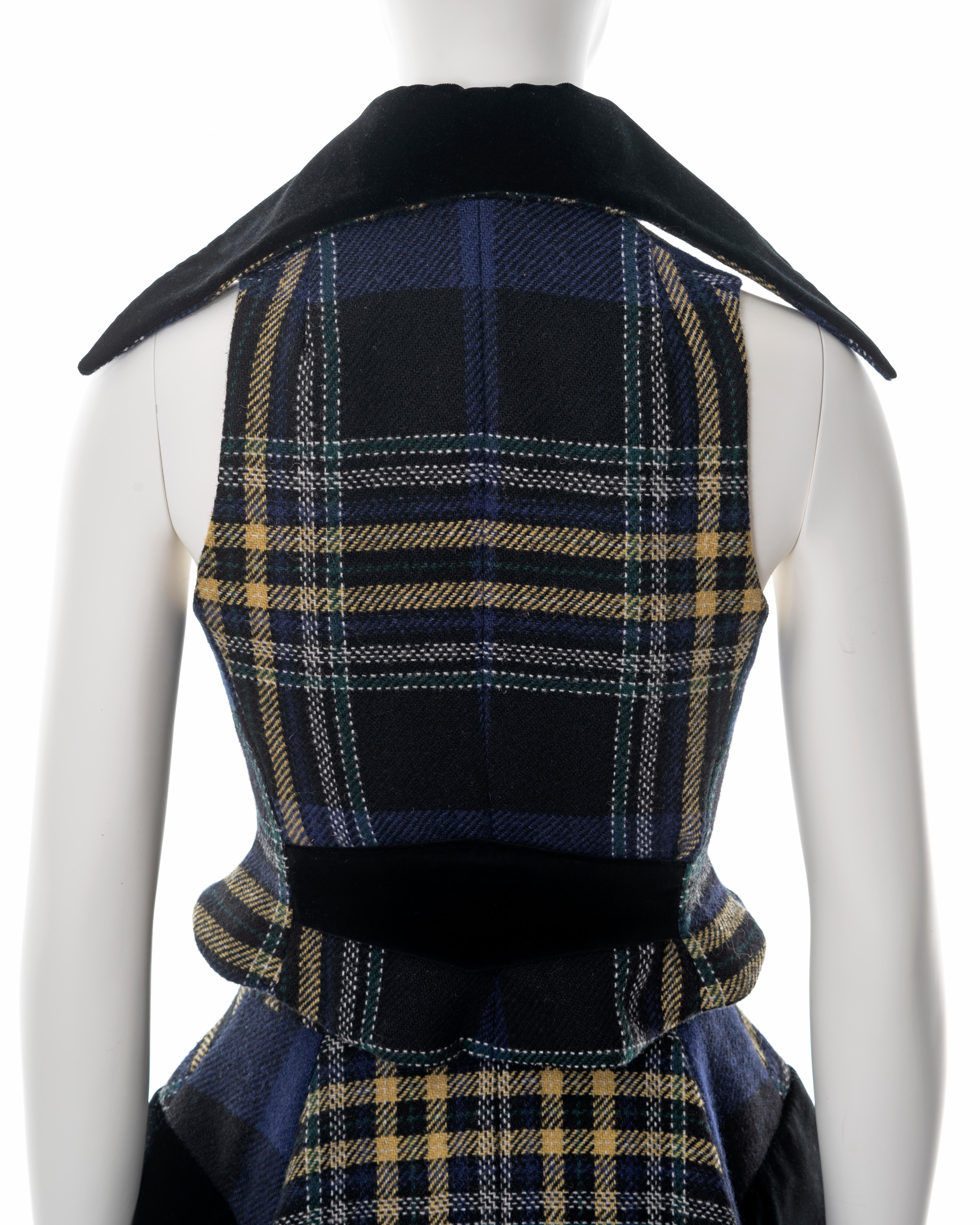 Vivienne Westwood blue tartan wool waistcoat and skirt set, fw 1994 4