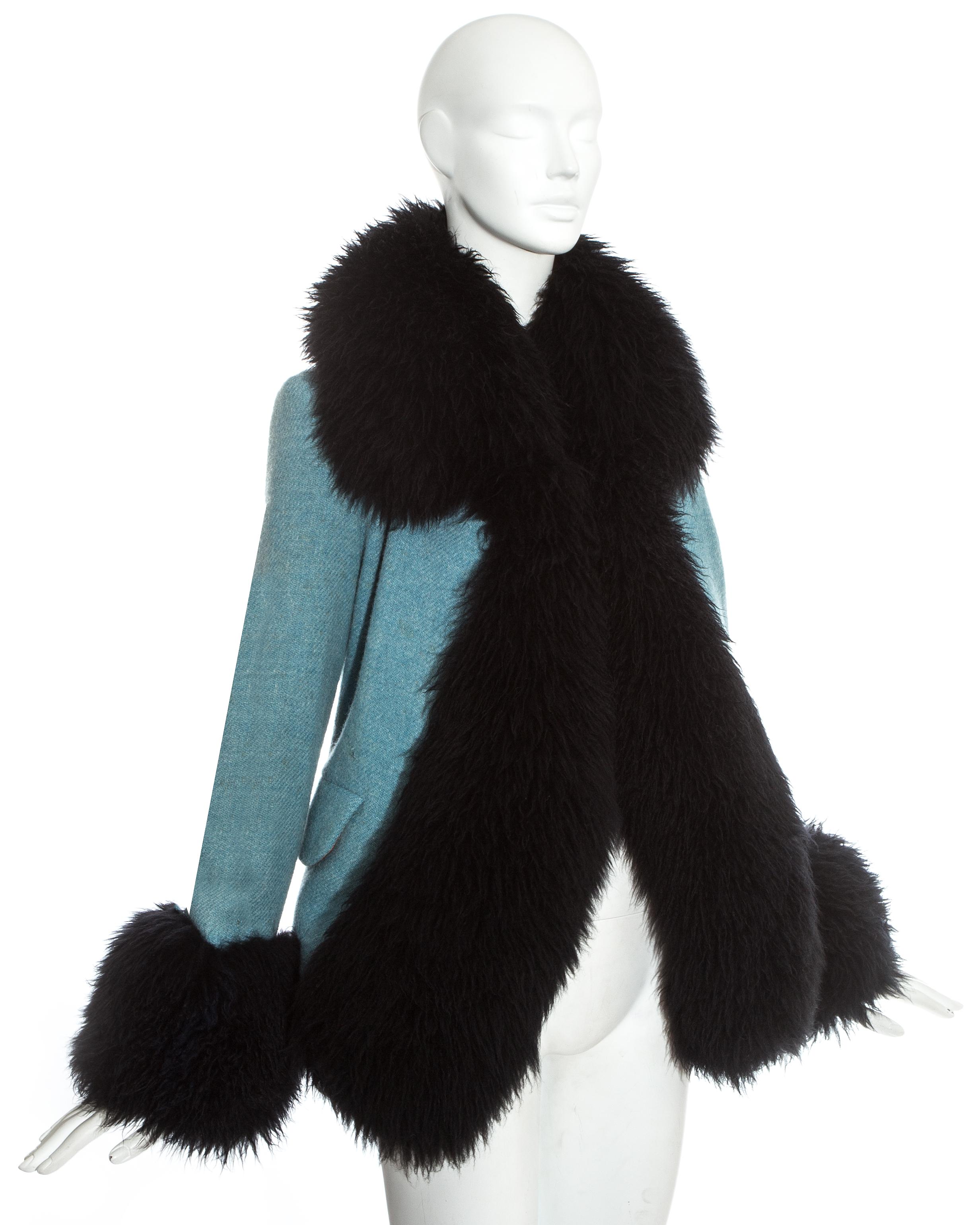 Vivienne Westwood blue tweed and black sheepskin jacket, fw 1991 In Good Condition In London, GB