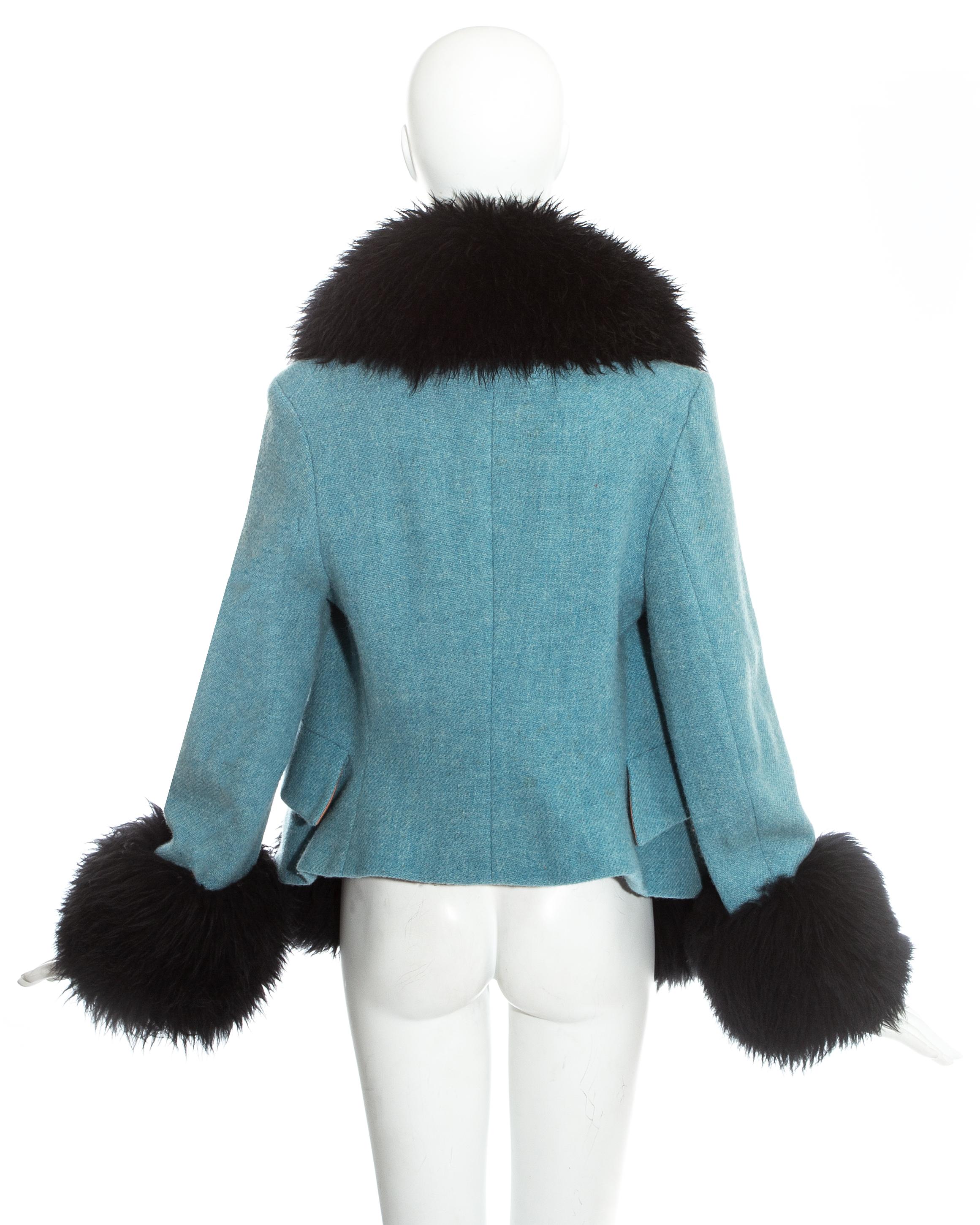 Vivienne Westwood blue tweed and black sheepskin jacket, fw 1991 1