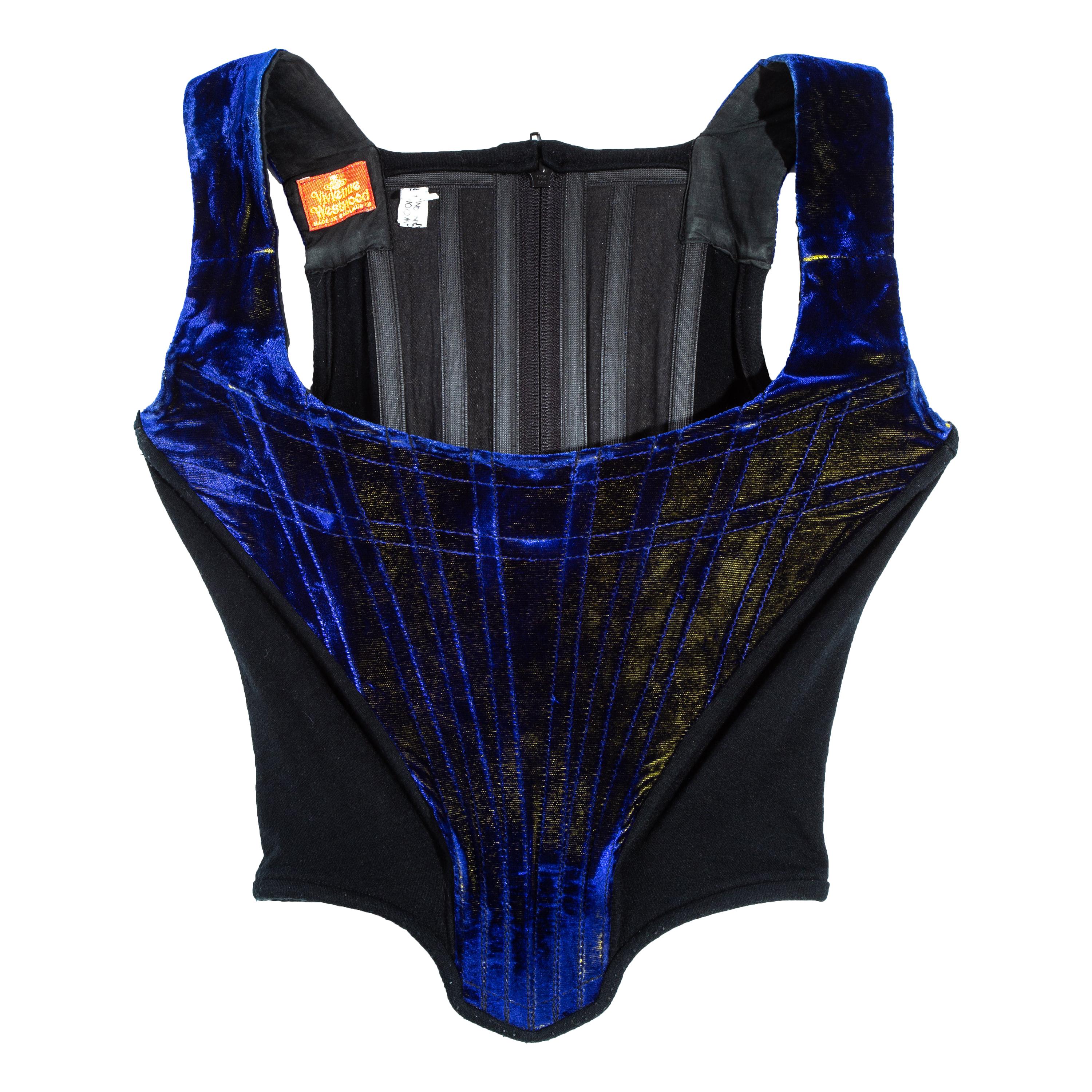 Vivienne Westwood blue two-tone velvet corset, ss 1985