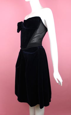 Vivienne Westwood Blue Velvet Corset & Skirt, Red Label c. 90's, Size 6 US