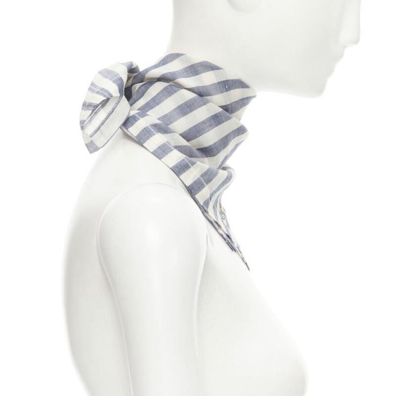 VIVIENNE WESTWOOD blue white nautical stripe orb logo handkerchief neckscarf In Excellent Condition For Sale In Hong Kong, NT