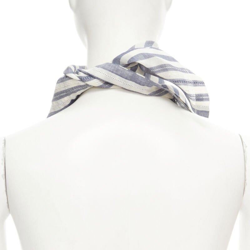 Men's VIVIENNE WESTWOOD blue white nautical stripe orb logo handkerchief neckscarf For Sale