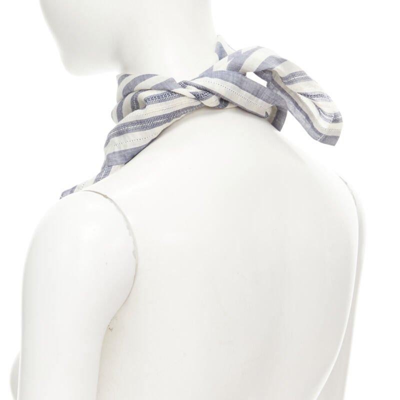 VIVIENNE WESTWOOD blue white nautical stripe orb logo handkerchief neckscarf For Sale 1