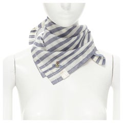 VIVIENNE WESTWOOD pañuelo cuello rayas náuticas azul blanco logo orbe