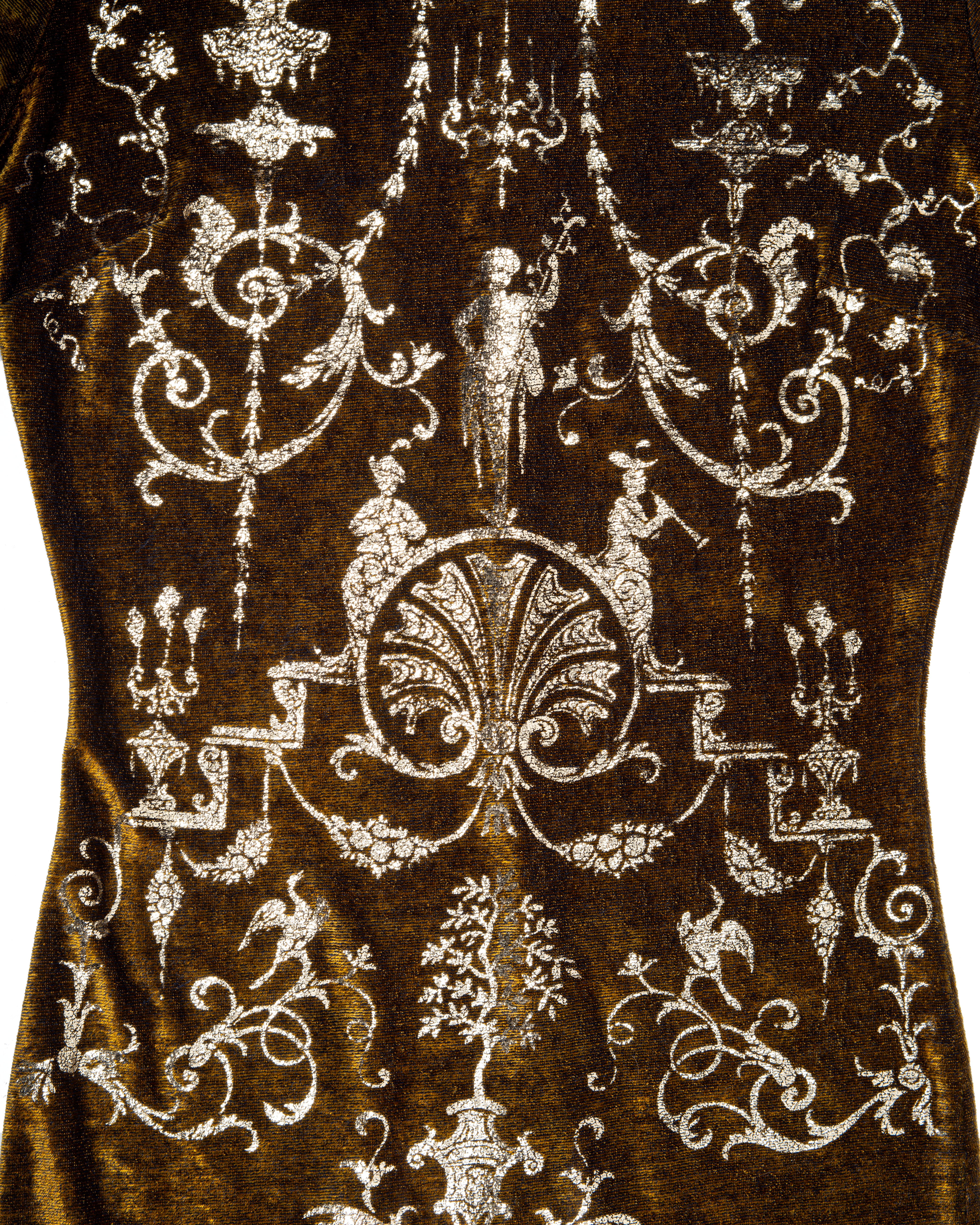 Vivienne Westwood Bronzefarbenes Kleid aus Stretch-velvet und goldenem Folie mit Stretch-Druck, H/W 1990 im Angebot 5