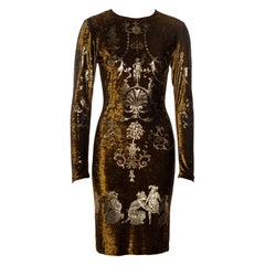 Vivienne Westwood bronze stretch-velvet and gold foil printed dress, fw 1990