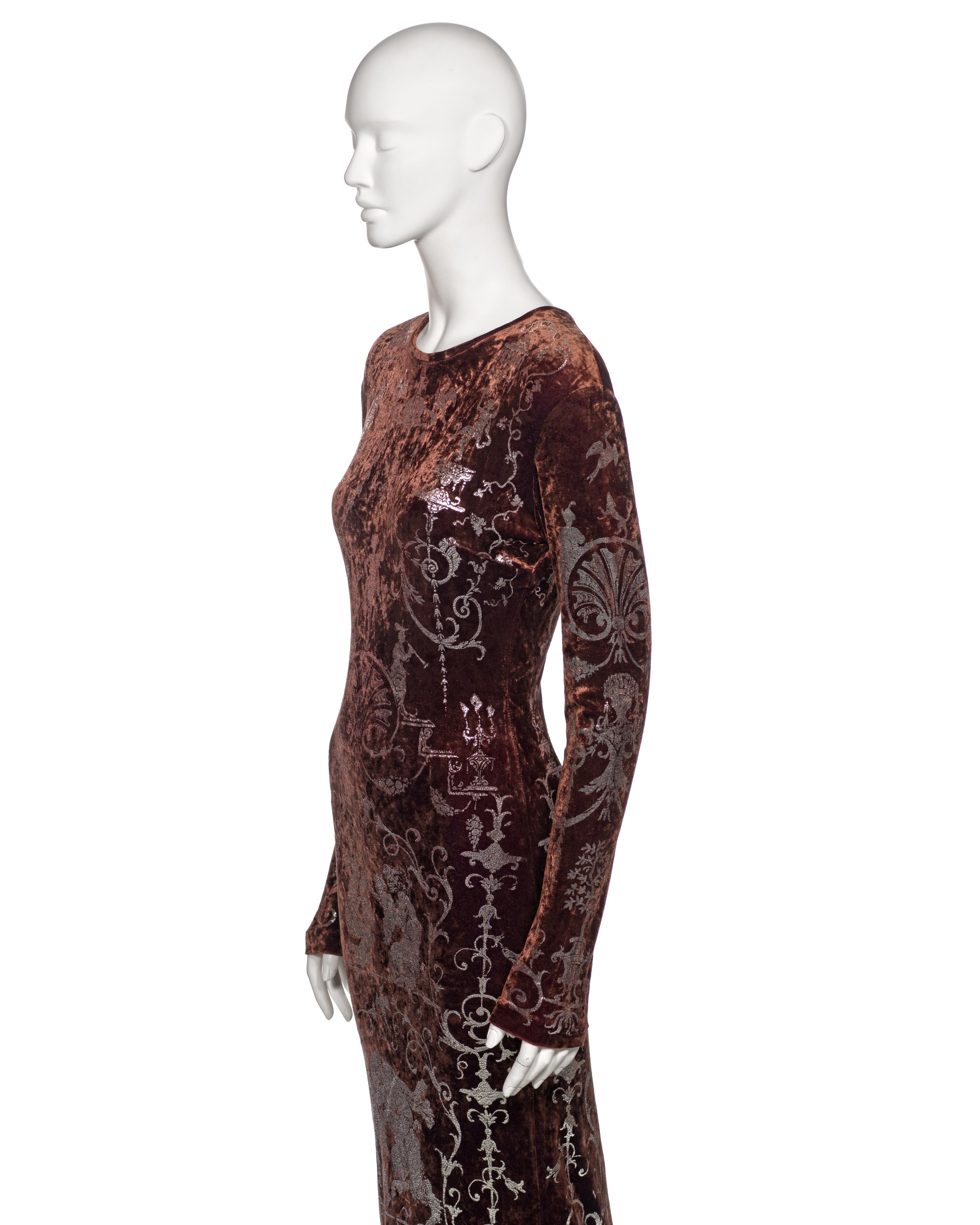 Vivienne Westwood Brown Crushed Velvet 'Portrait Collection' Maxi Dress, fw 1990 For Sale 8