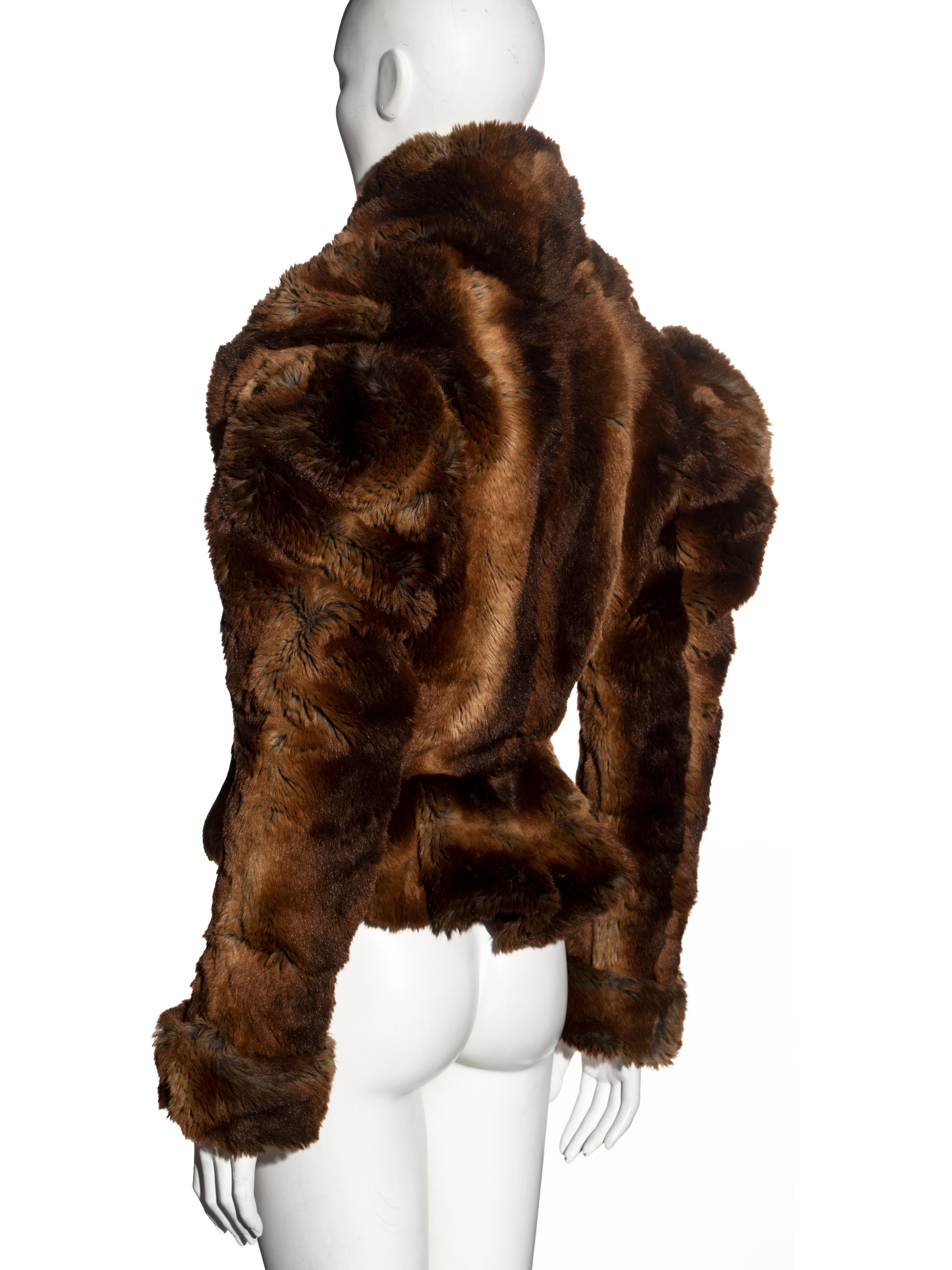 Vivienne Westwood brown faux fur corset jacket, fw 1995 2