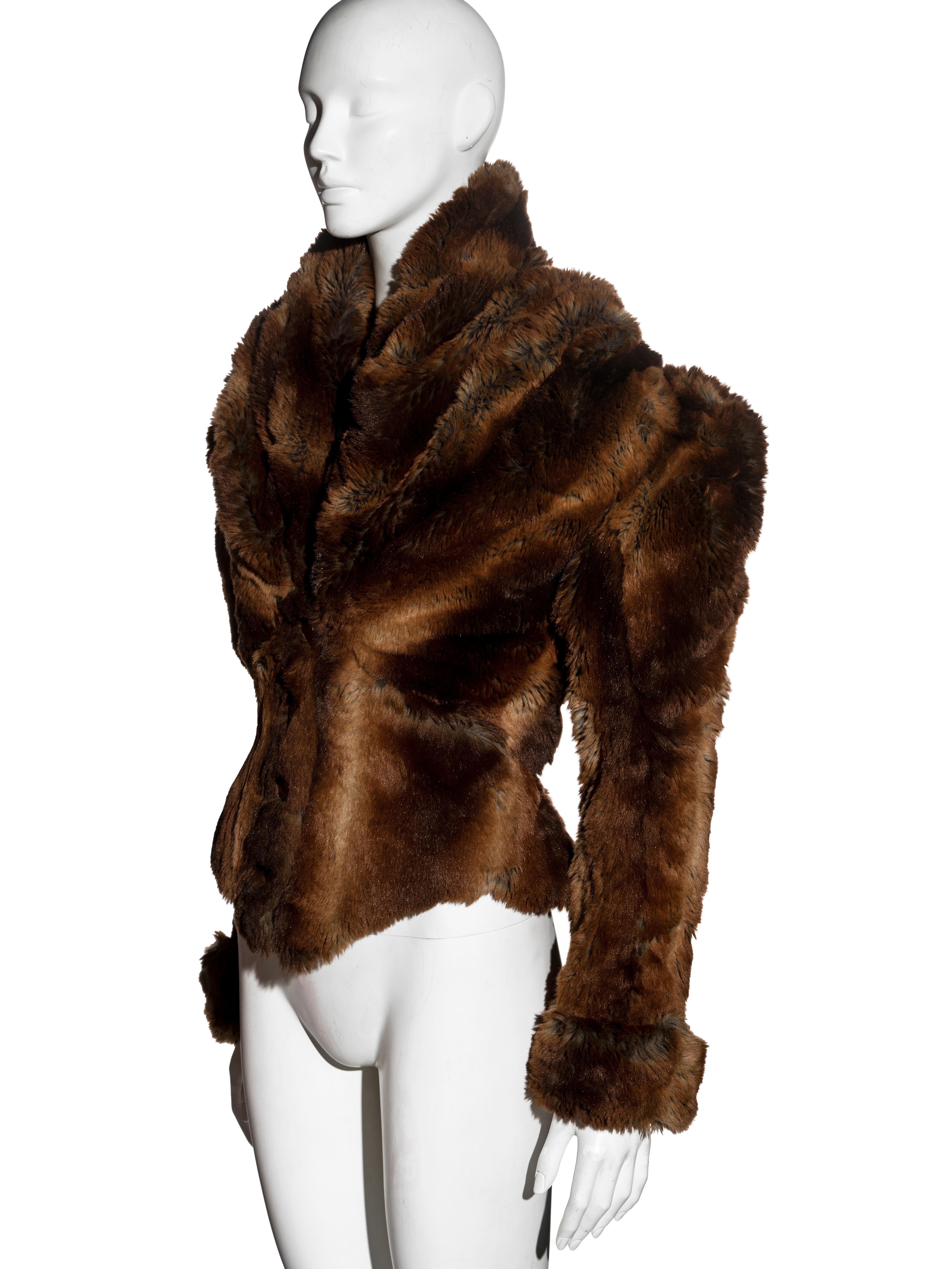 Vivienne Westwood brown faux fur corset jacket, fw 1995 In Excellent Condition In London, GB