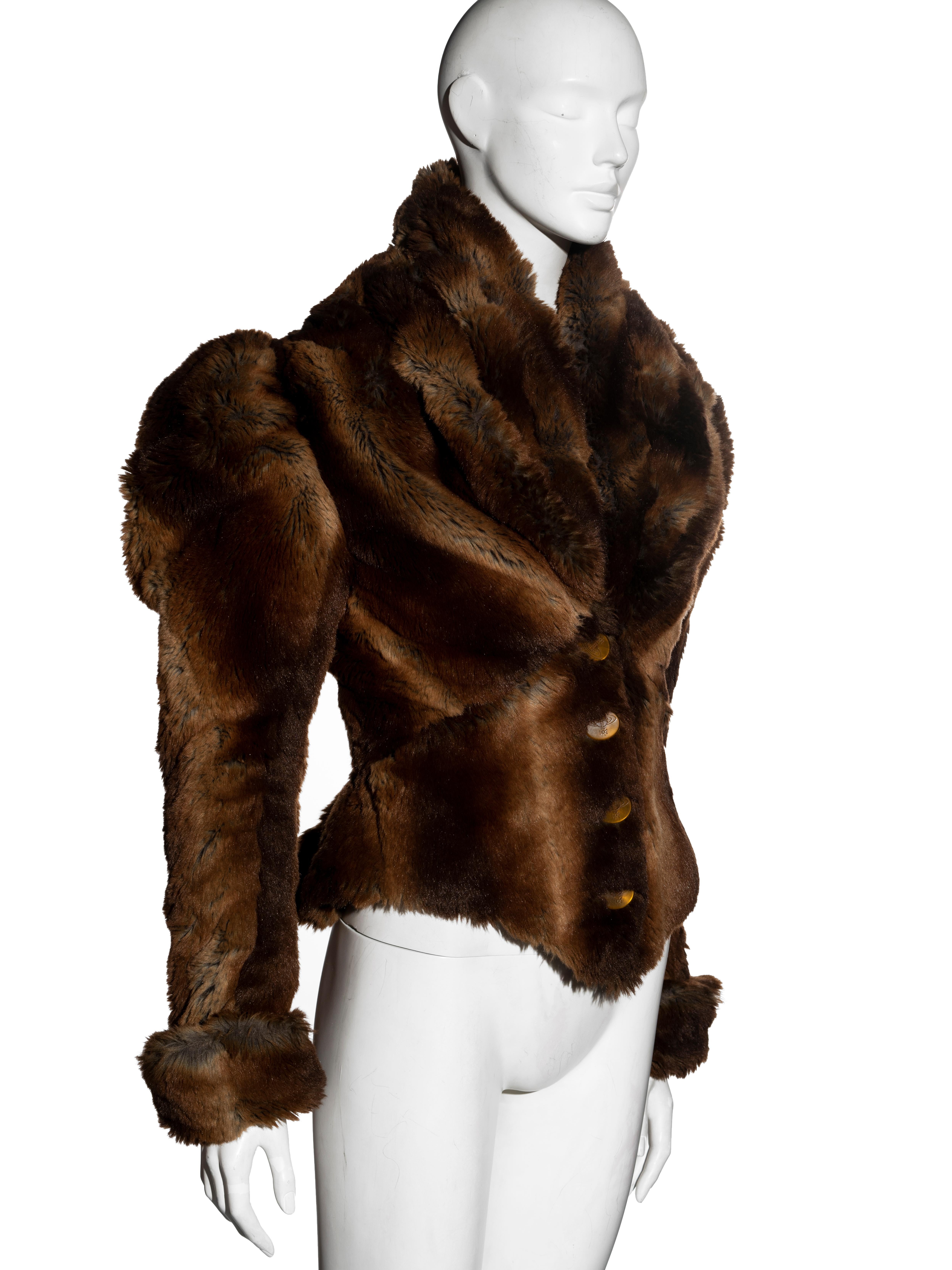 Vivienne Westwood brown faux fur corset jacket, fw 1995 1