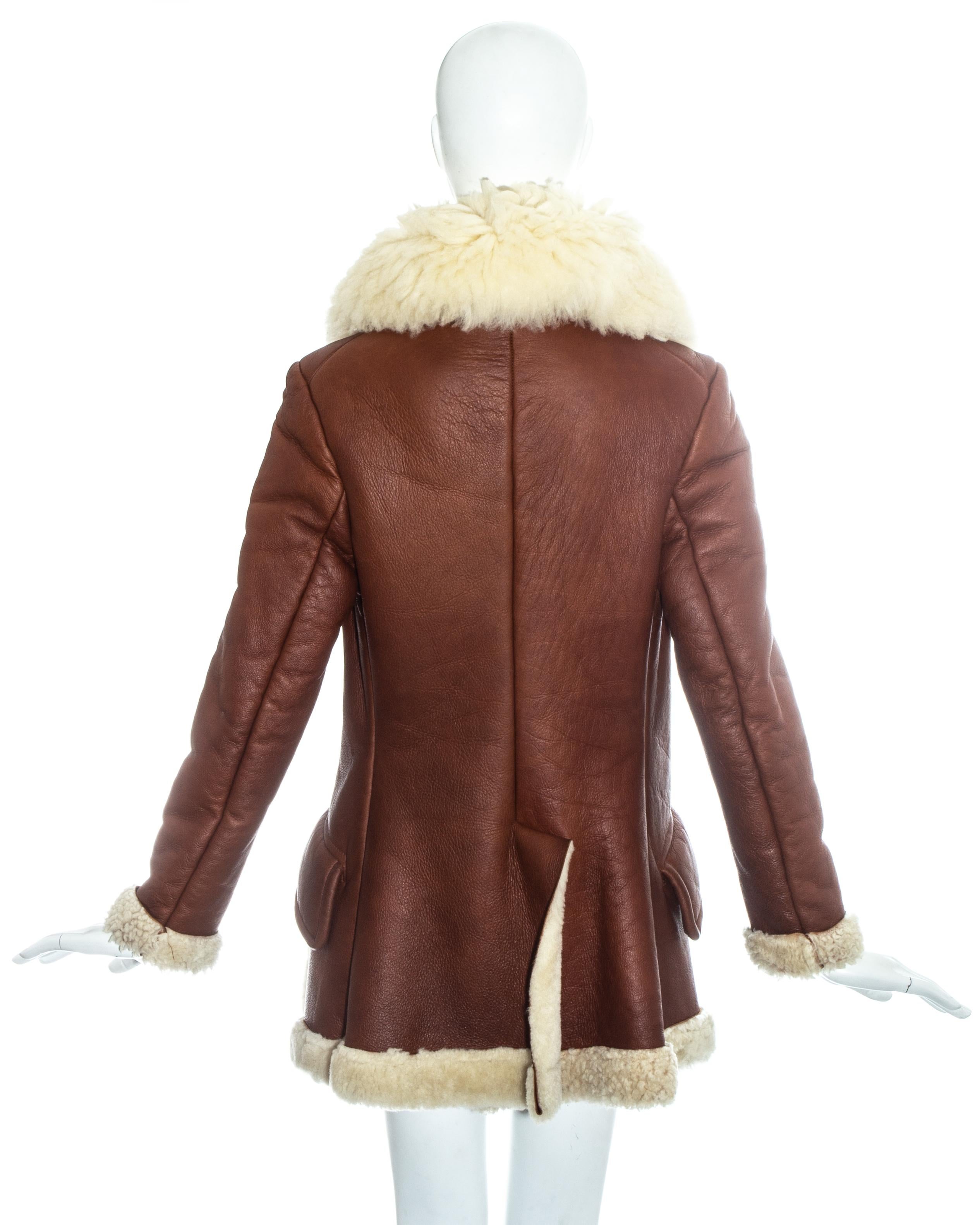Vivienne Westwood brown leather and cream shearling coat, fw 1991 1