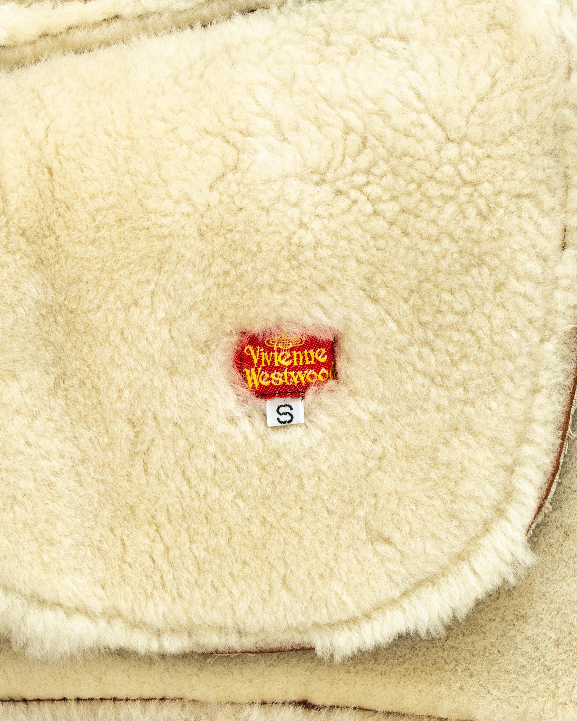 Vivienne Westwood brown leather and cream shearling coat, fw 1991 2