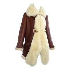 Retro Vivienne Westwood brown leather and cream shearling coat, fw 1991