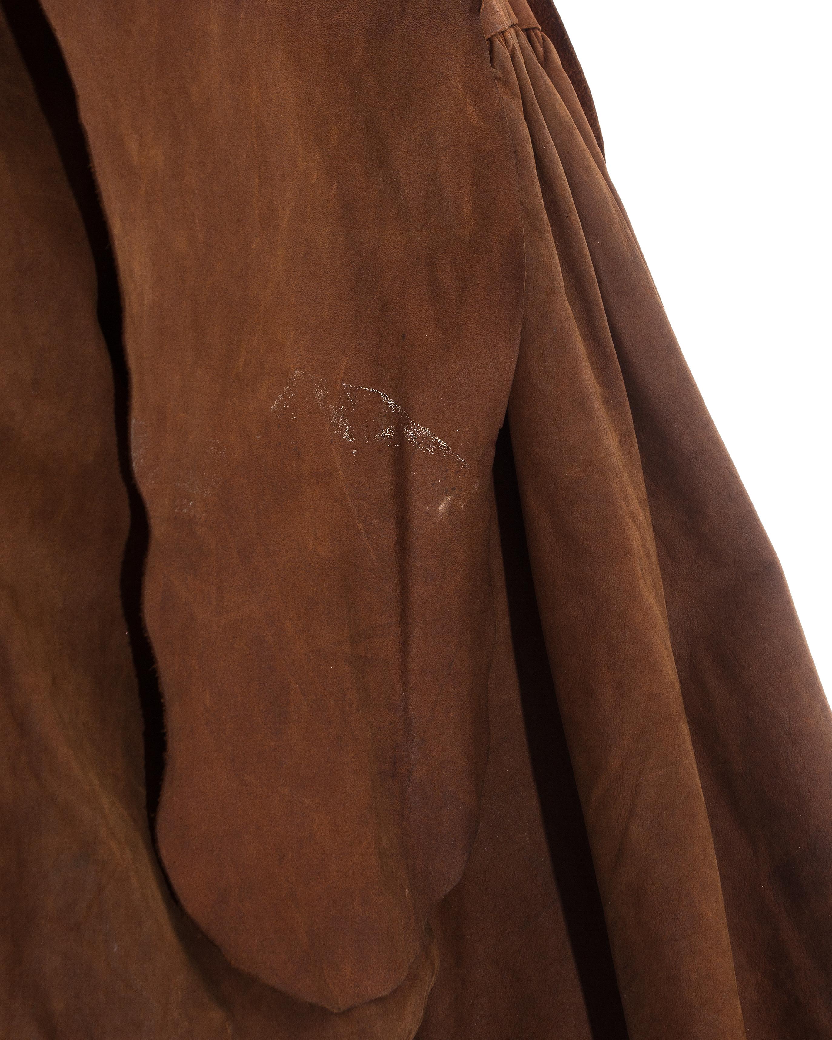 Vivienne Westwood brown leather bomber jacket with detachable cape, ss 1992 1