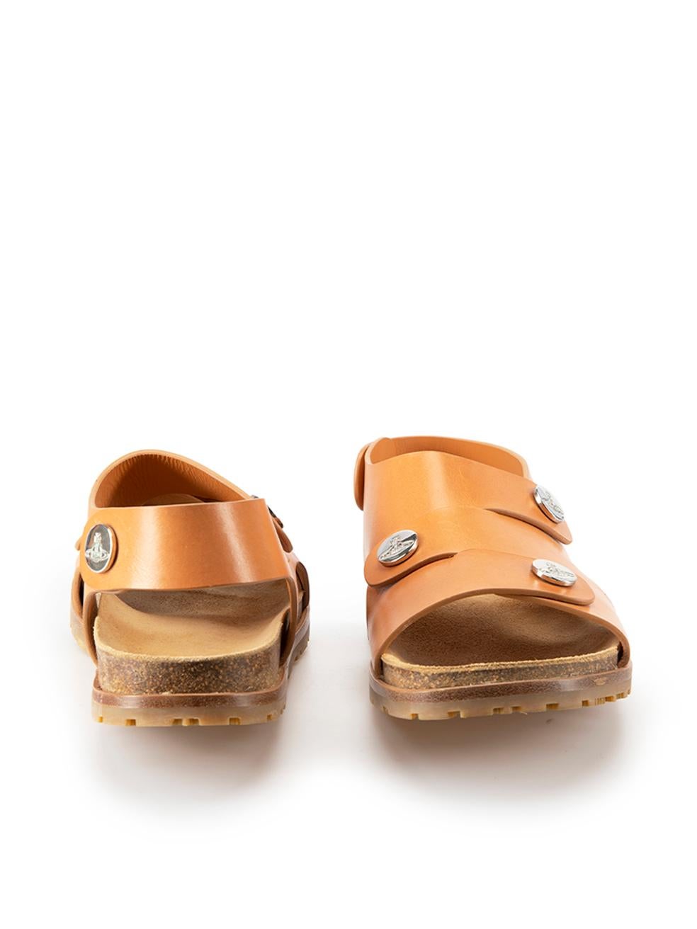Vivienne Westwood Brown Leather Flintstone Trek Sandals Size IT 40 In Good Condition For Sale In London, GB
