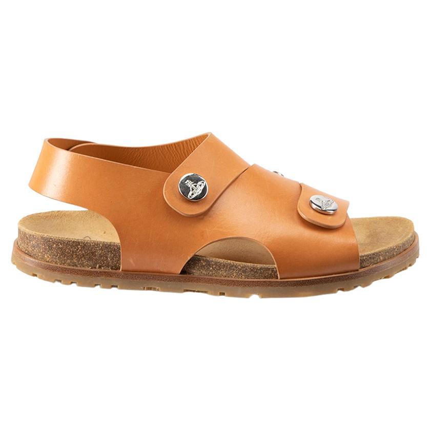 Vivienne Westwood Brown Leather Flintstone Trek Sandals Size IT 40 For Sale