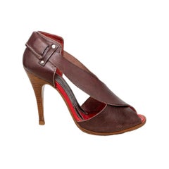 Vivienne Westwood Brown Leather Peep-Toe Sandals - '00s