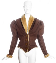 Vivienne Westwood brown leather sheepskin puff sleeve jacket, fw 1995