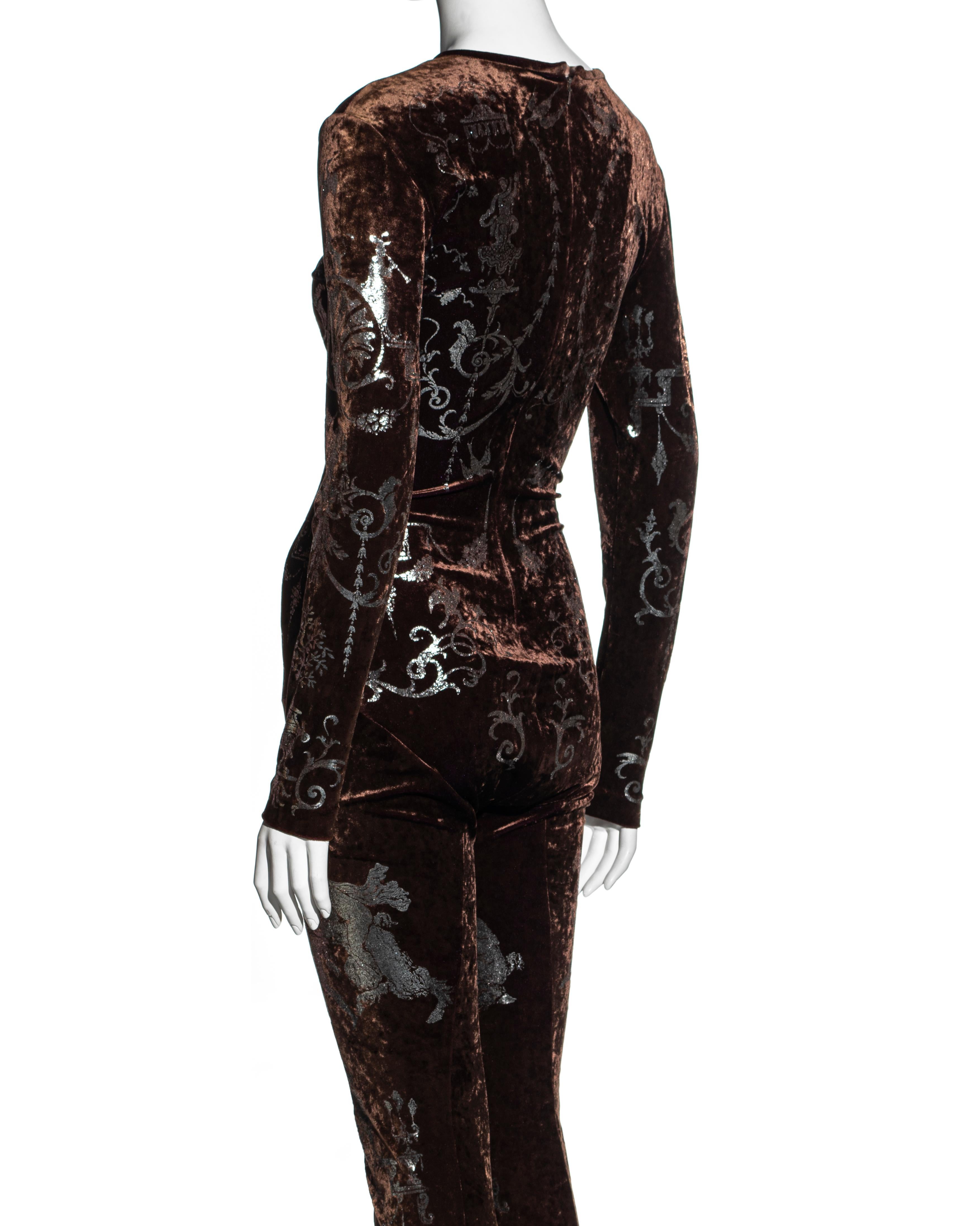 Vivienne Westwood brown velvet bodystocking with silver foil print, fw 1990 3