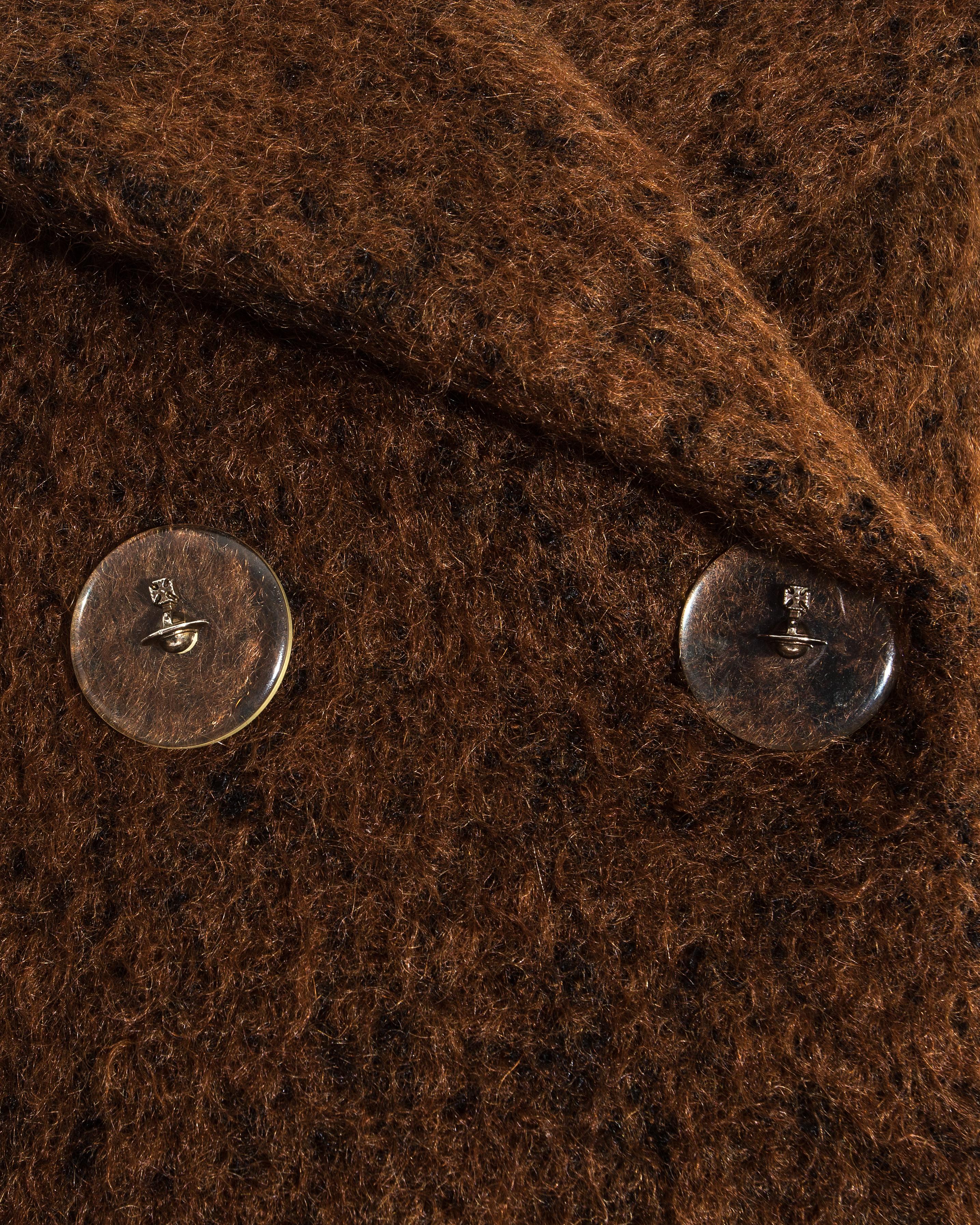 Vivienne Westwood - Manteau swing en laine et velours marron, automne-hiver 1990 Bon état - En vente à London, GB