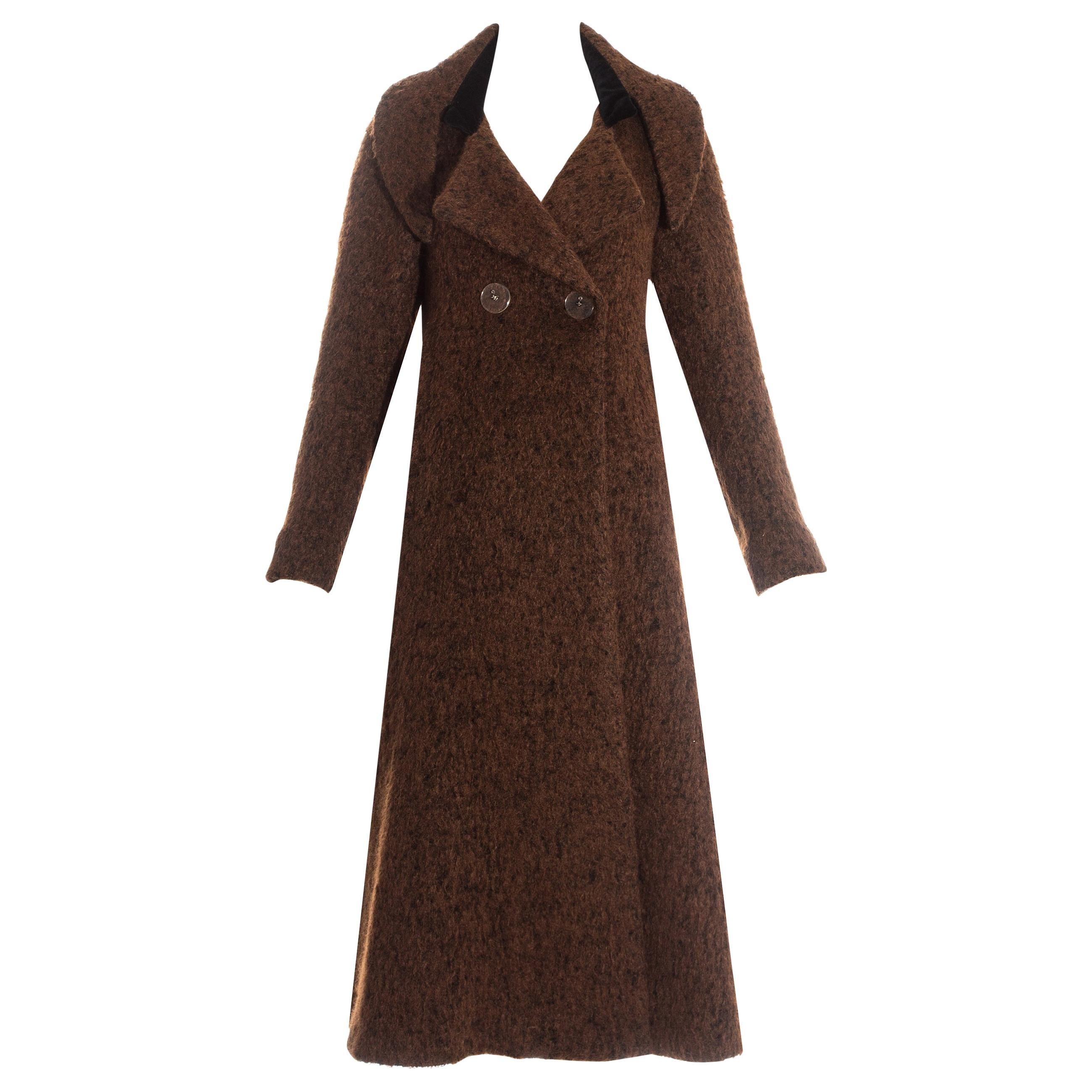 Vivienne Westwood brown wool and velvet swing coat, fw 1990 For Sale