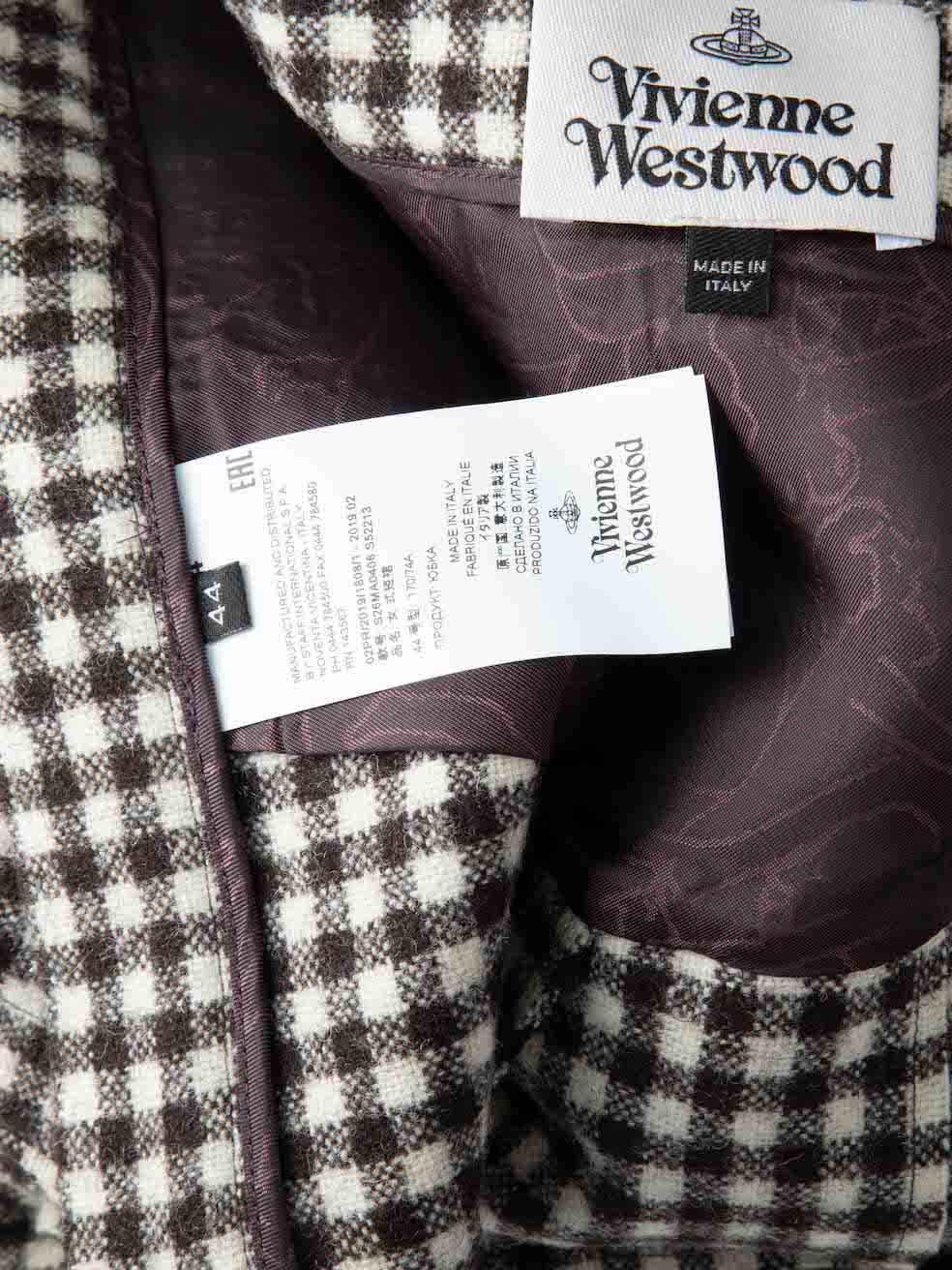 Vivienne Westwood Brown Wool Gingham Wrap Skirt Size L In Excellent Condition In London, GB