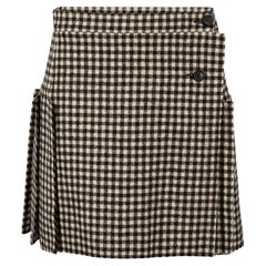 Vivienne Westwood Brown Wool Gingham Wrap Skirt Size L