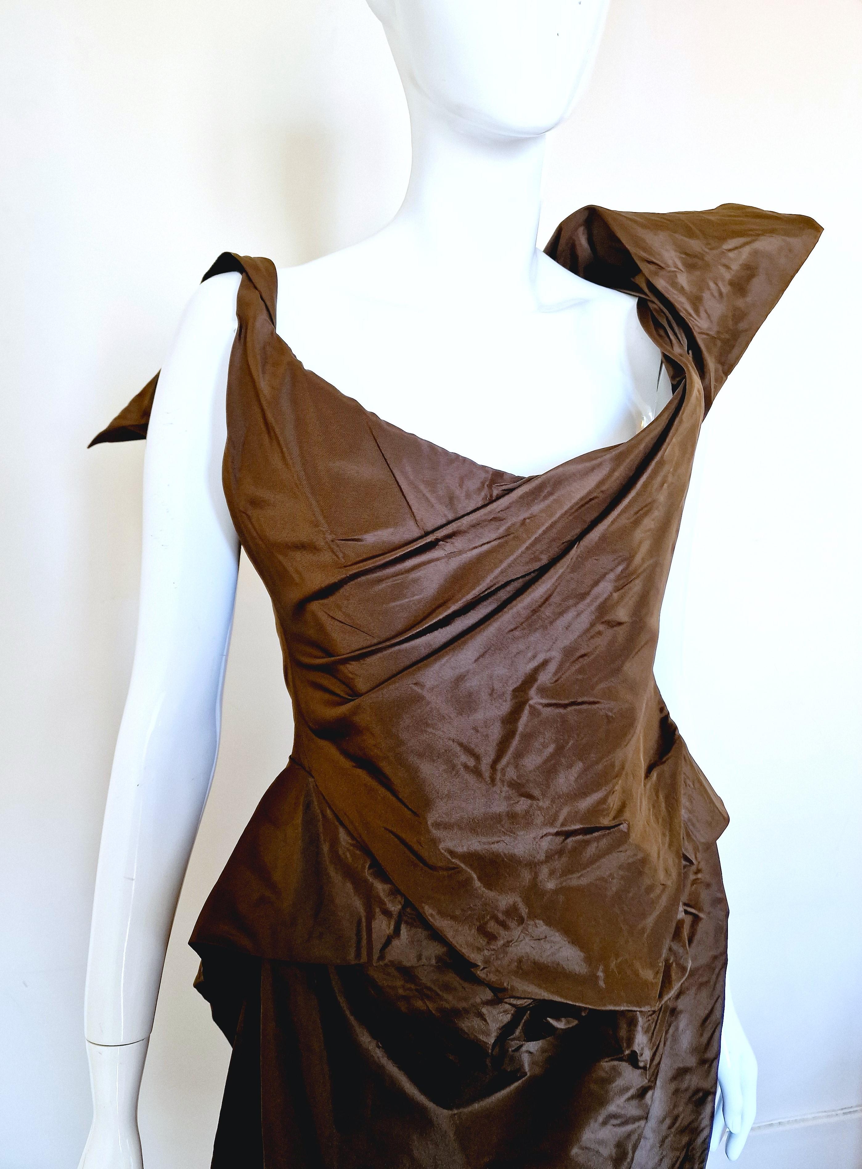 Gray Vivienne Westwood Bustier Corset Pirate Victorian 90s Evening Taffeta Dress Gown For Sale