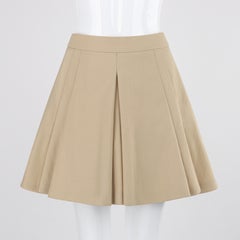 VIVIENNE WESTWOOD c.1990s Classic Beige Tan Wool Blend Pleated A-Line Mini Skirt