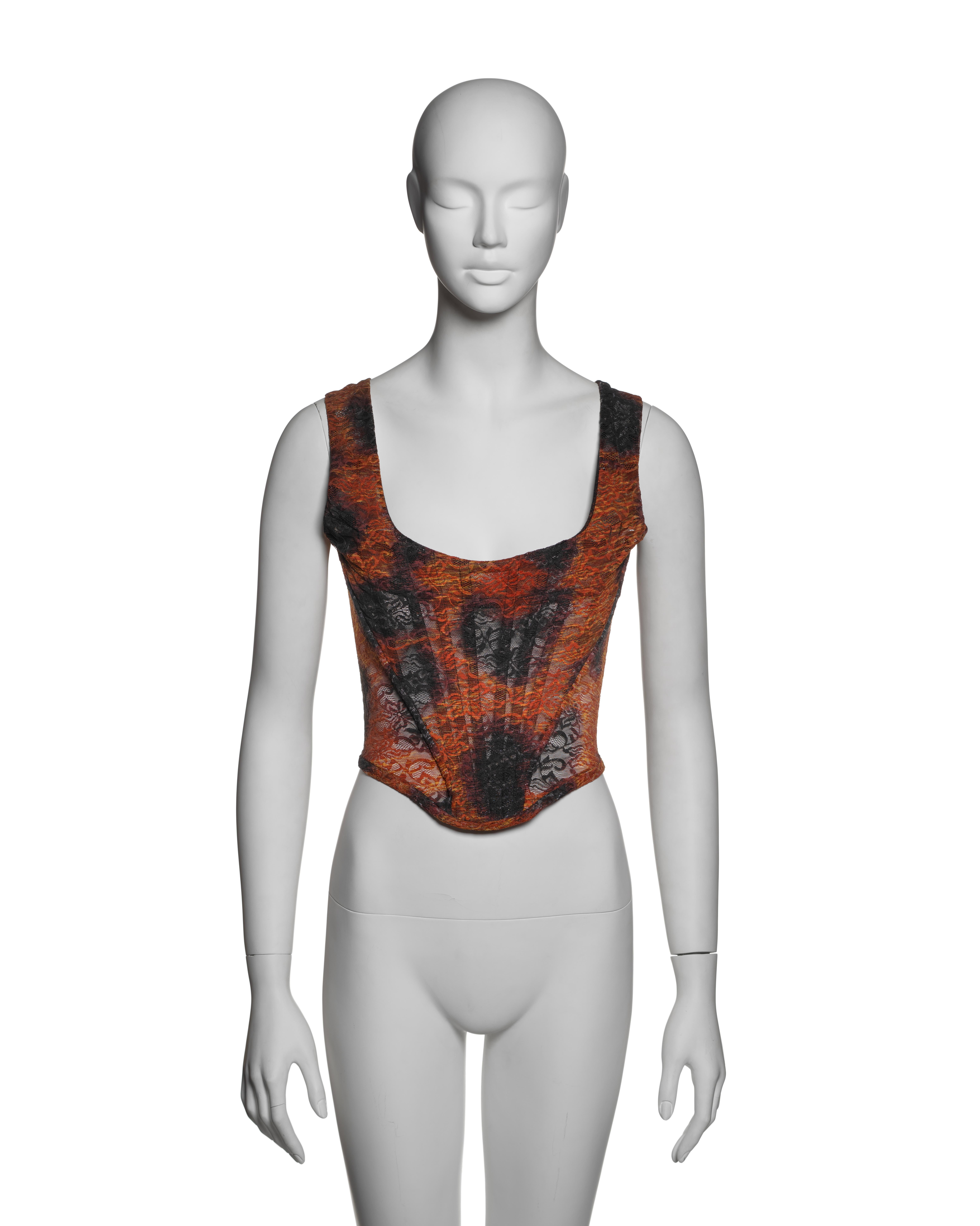 Brown Vivienne Westwood 'Cafe Society' Cheetah Print Lace Corset, SS 1994 For Sale