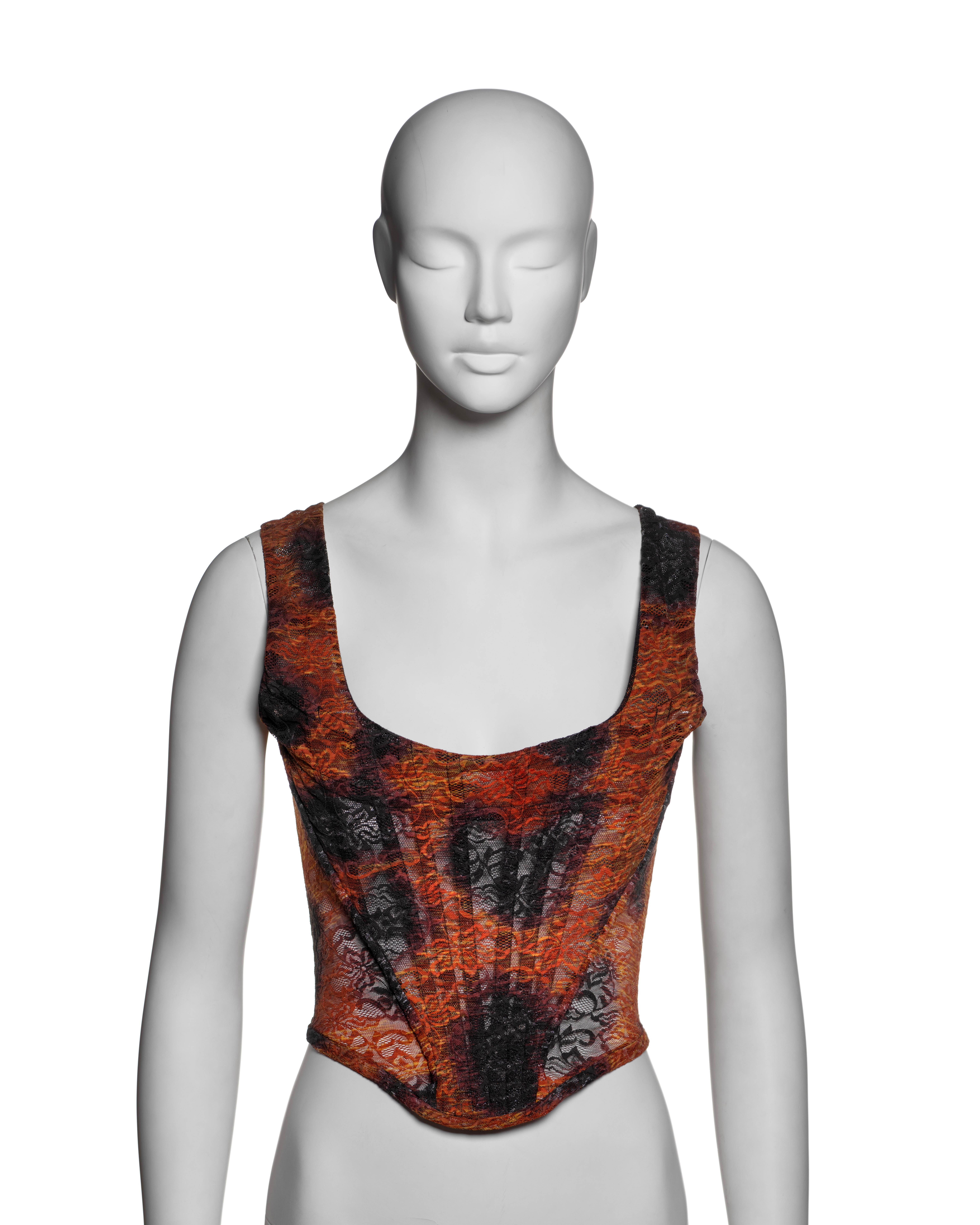Vivienne Westwood 'Cafe Society' Cheetah Print Lace Corset, SS 1994 In Excellent Condition For Sale In London, GB