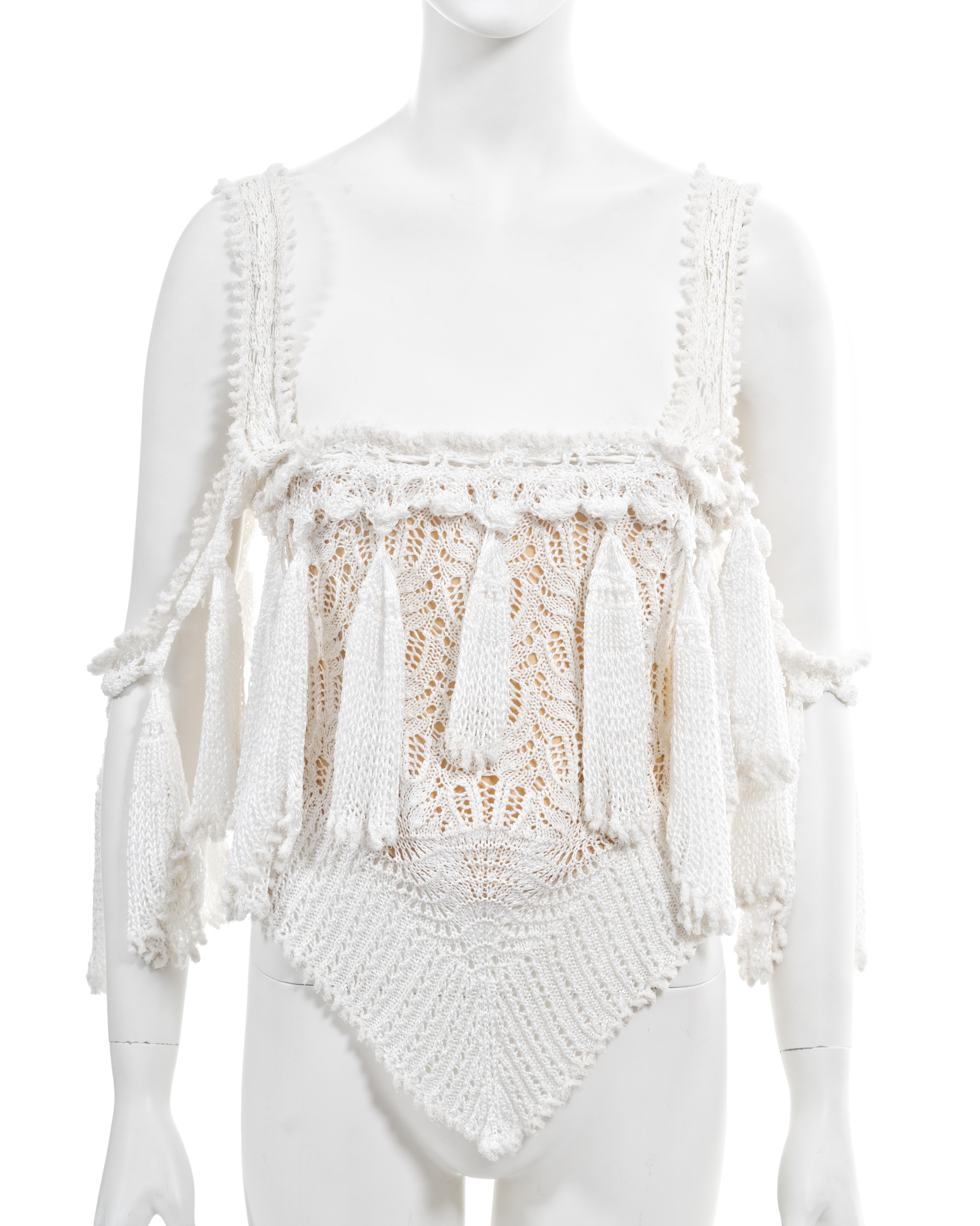 Women's Vivienne Westwood 'Cafe Society' white knitted lace corset, ss 1994 For Sale