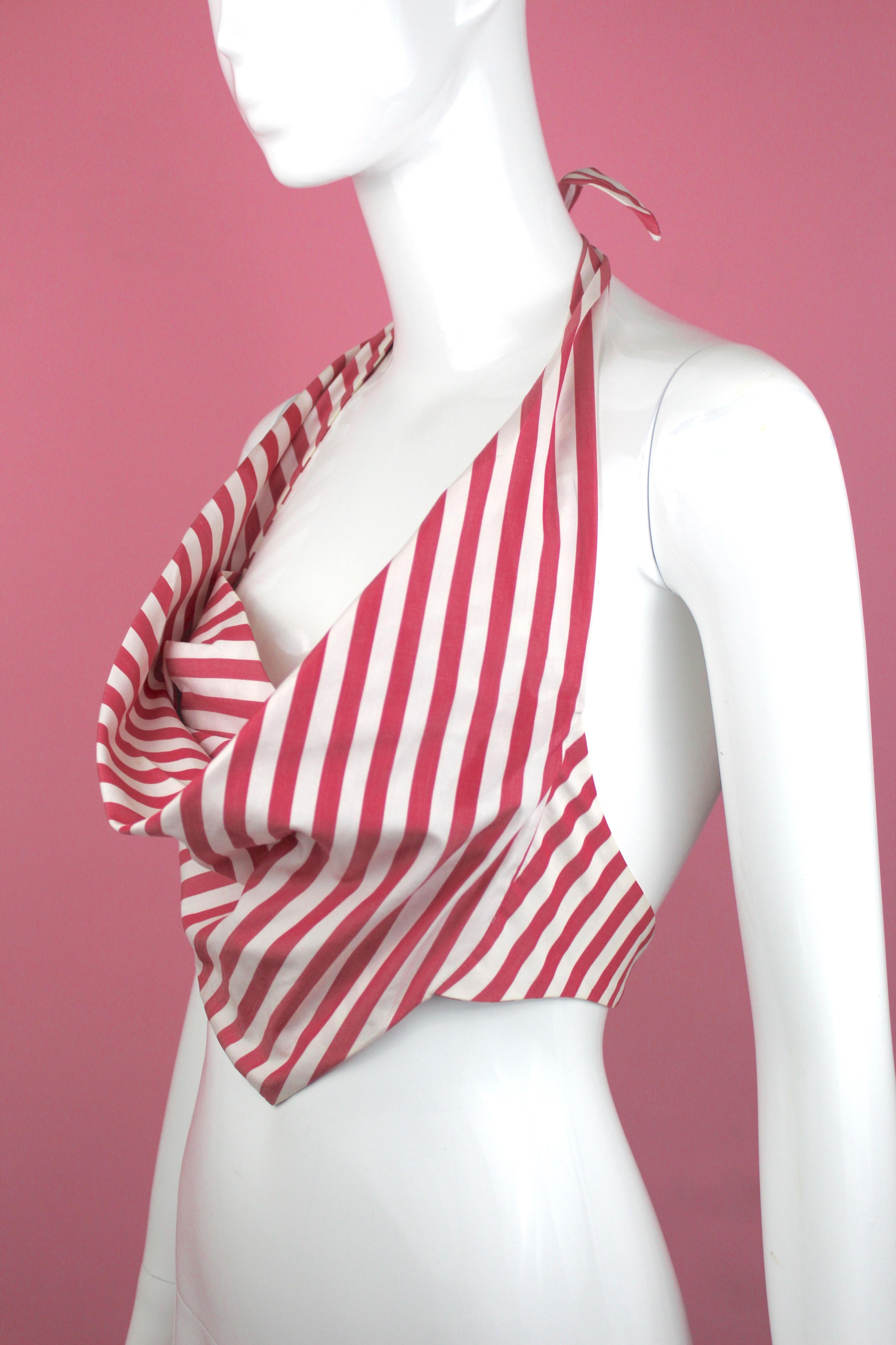 Brown Vivienne Westwood Candy Stripe Halter top, c. 90's, Size 4 US For Sale