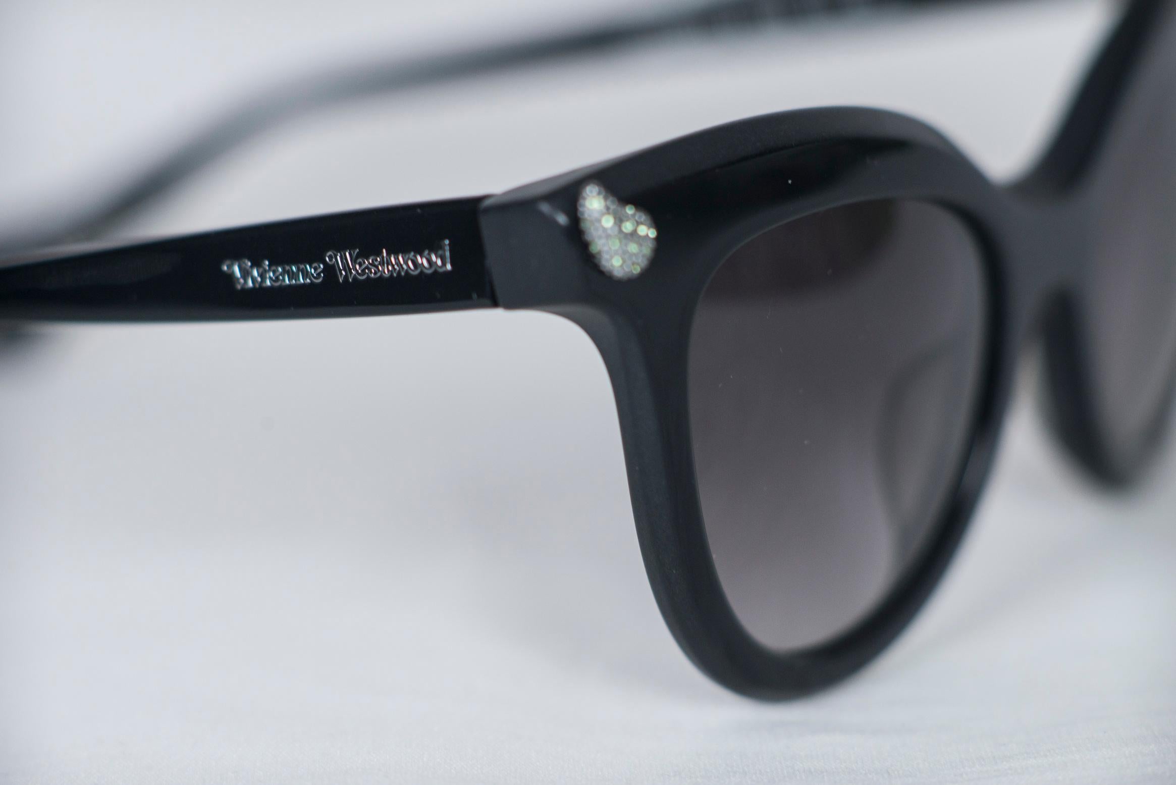 Black Vivienne Westwood Cat-Eye Diamante Horned Sunglasses