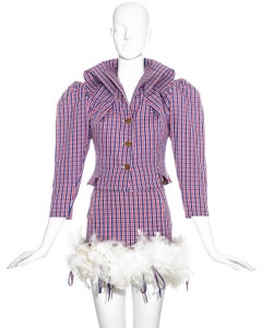 Vivienne Westwood checked cotton feathered skirt suit, ss 1994