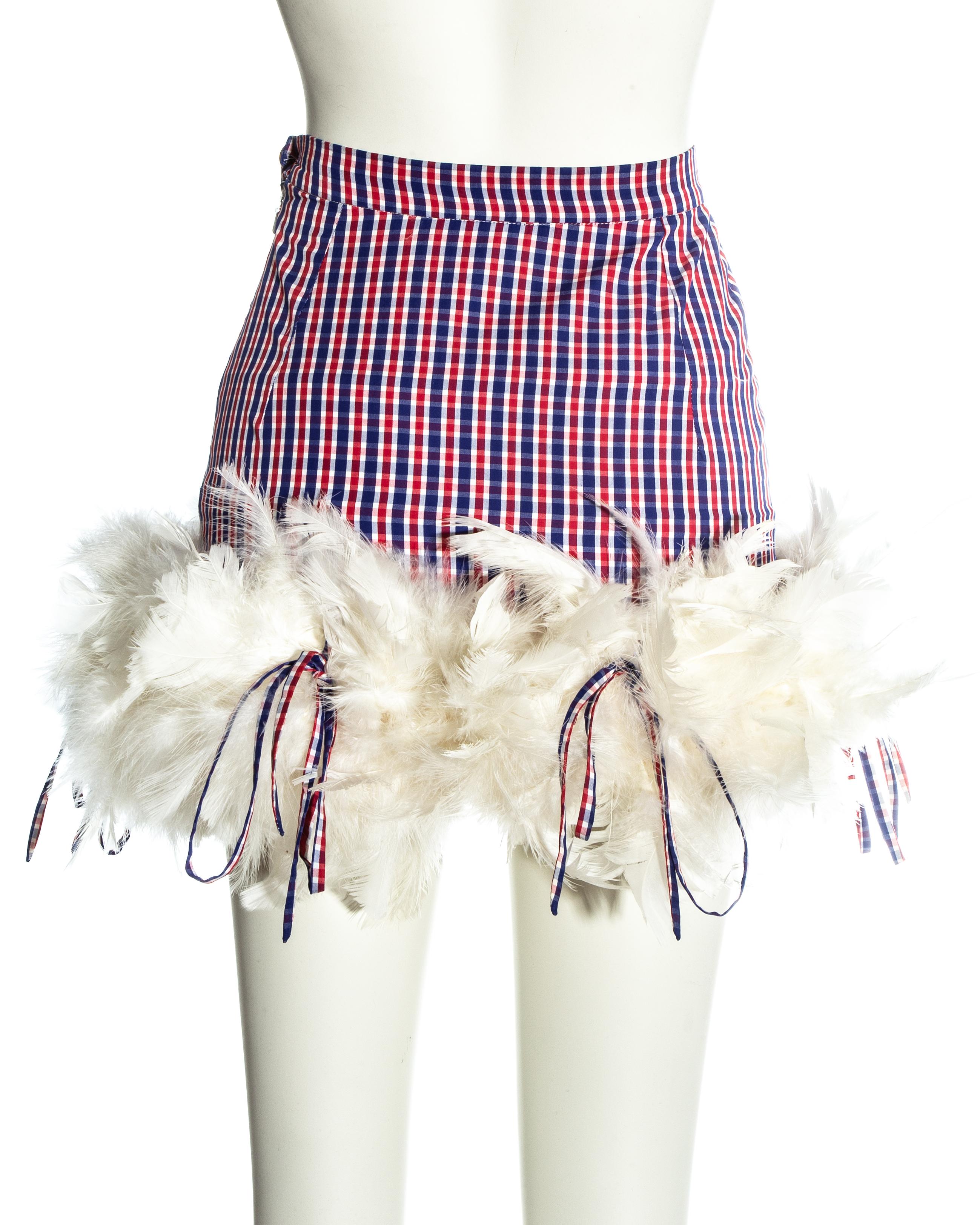 Gray Vivienne Westwood checked feathered mini skirt, ss 1994