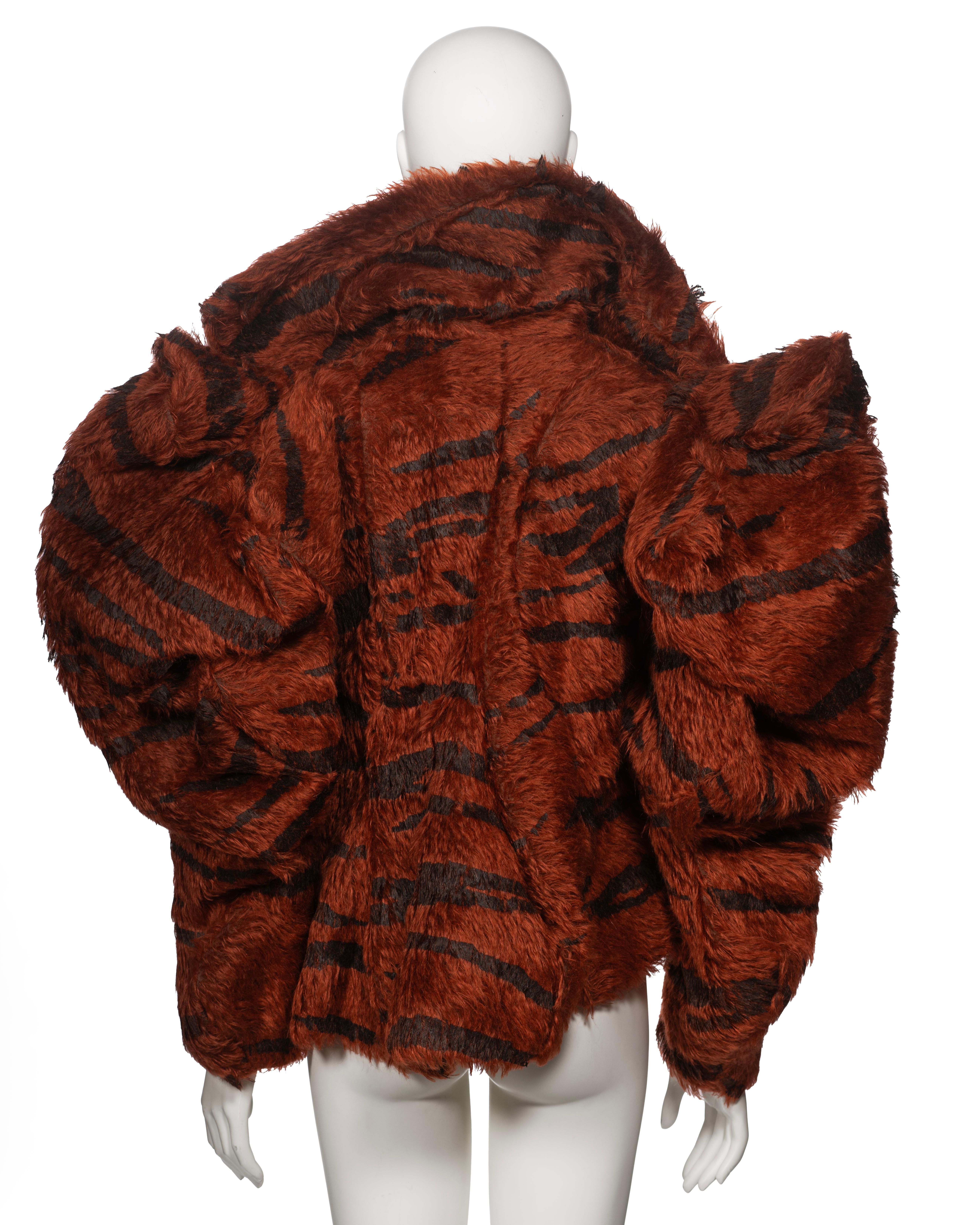 Vivienne Westwood Chestnut Faux Fur Jacket with Painted Tiger Print, fw 2001 For Sale 7