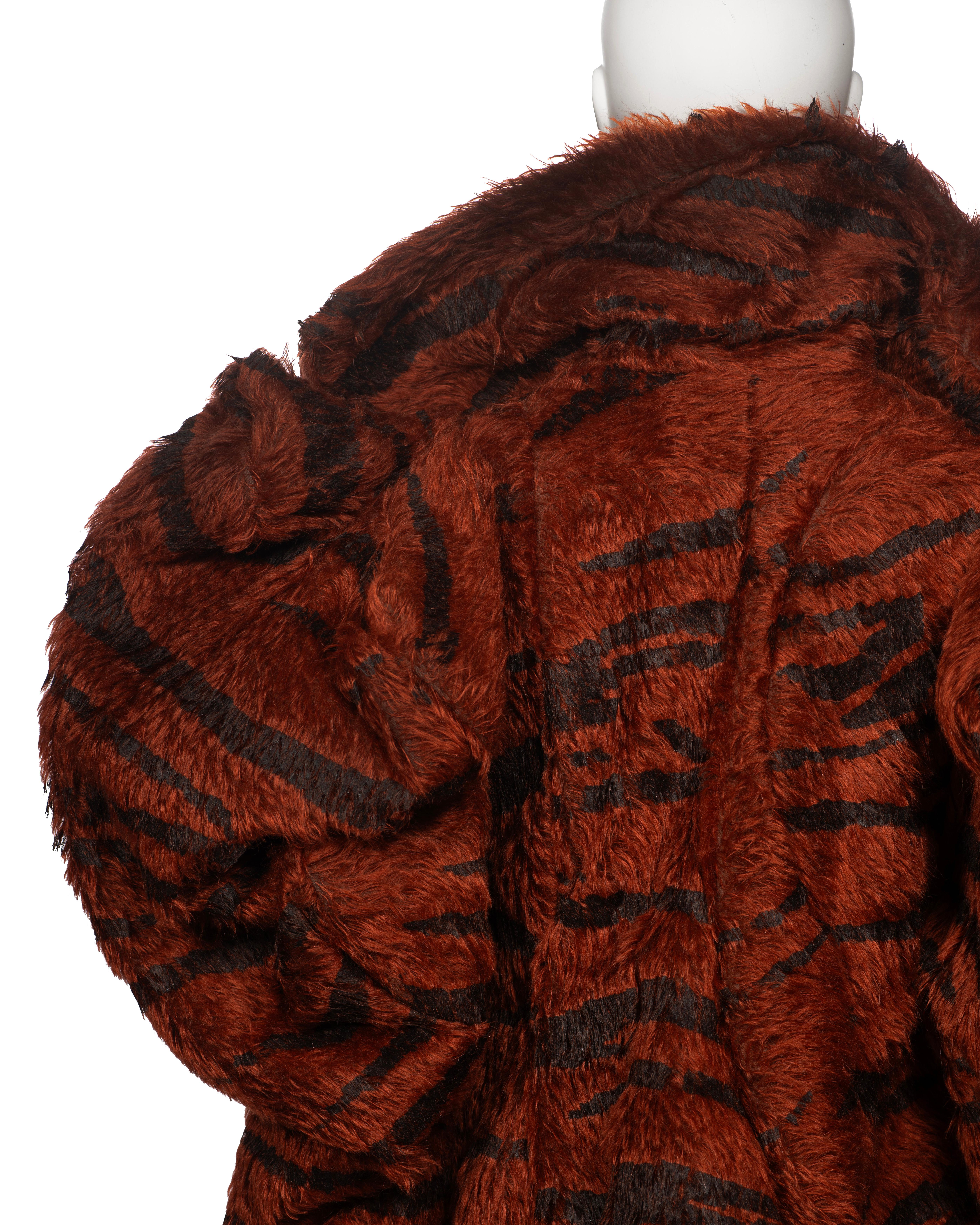 Vivienne Westwood Chestnut Faux Fur Jacket with Painted Tiger Print, fw 2001 For Sale 8