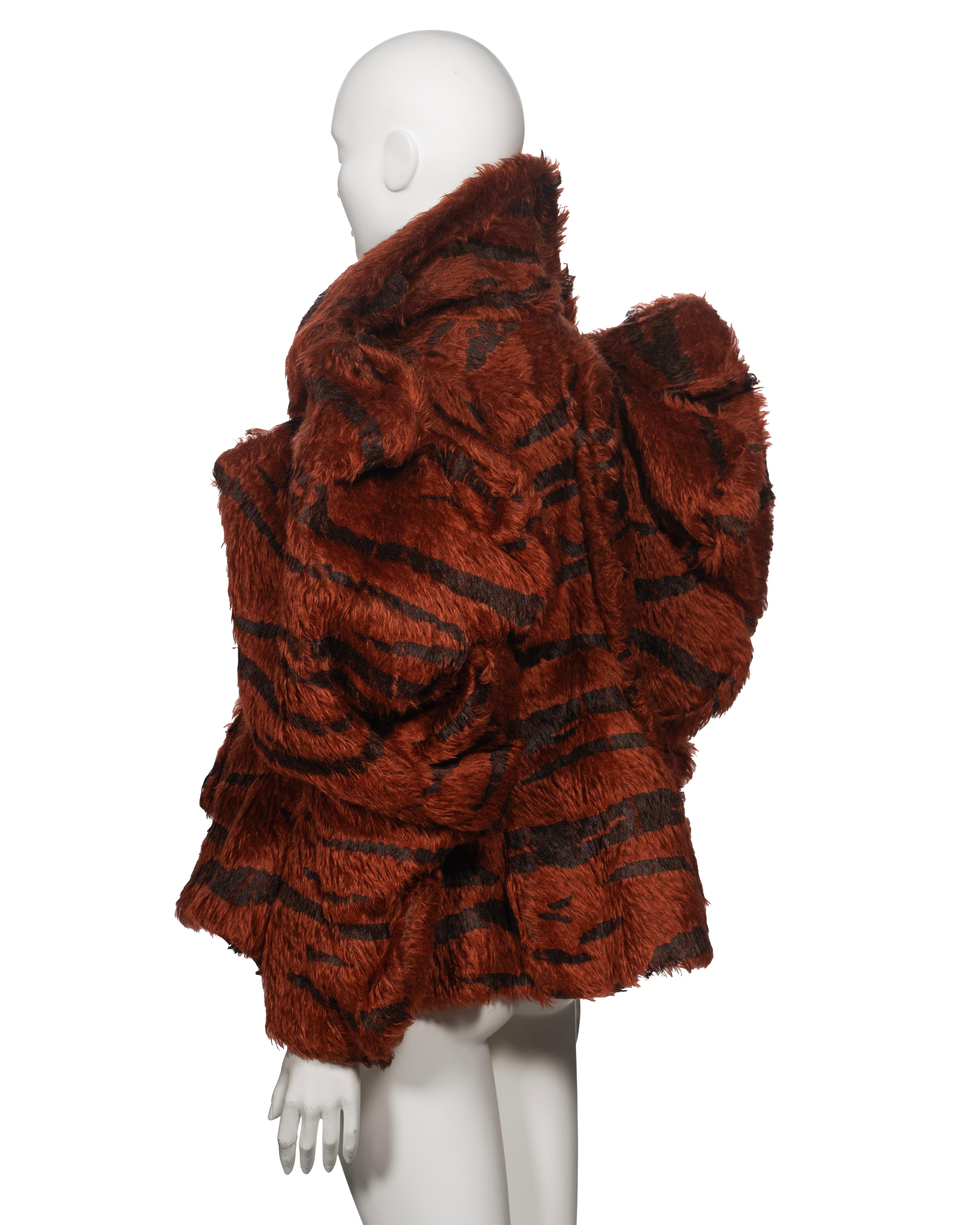 Vivienne Westwood Chestnut Faux Fur Jacket with Painted Tiger Print, fw 2001 For Sale 9