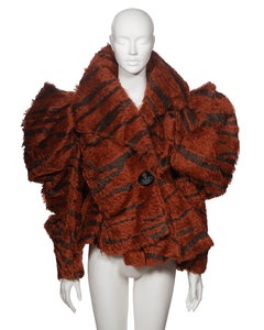 Vivienne Westwood Chestnut Faux Fur Jacket with Painted Tiger Print, fw 2001