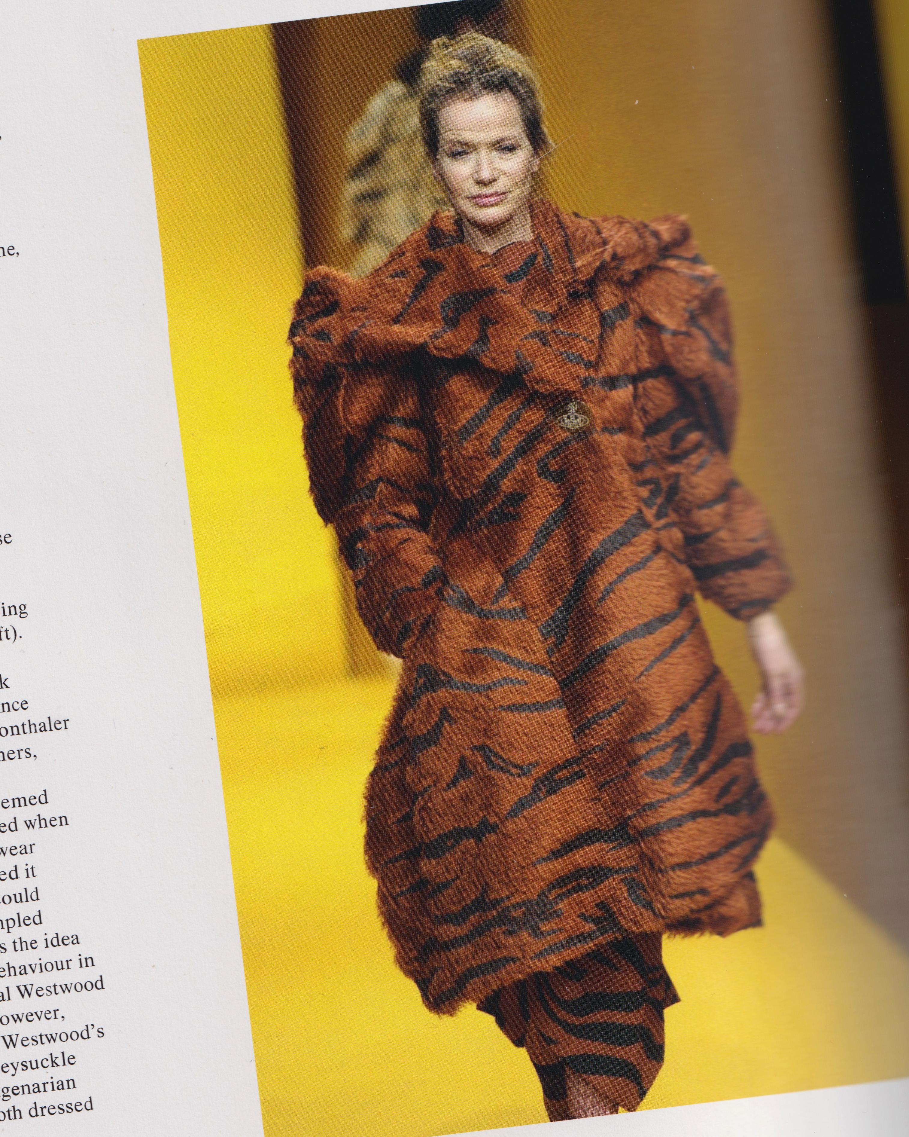 Vivienne Westwood Chestnut Faux Fur Jacket with Painted Tiger Print, fw 2001 For Sale 2