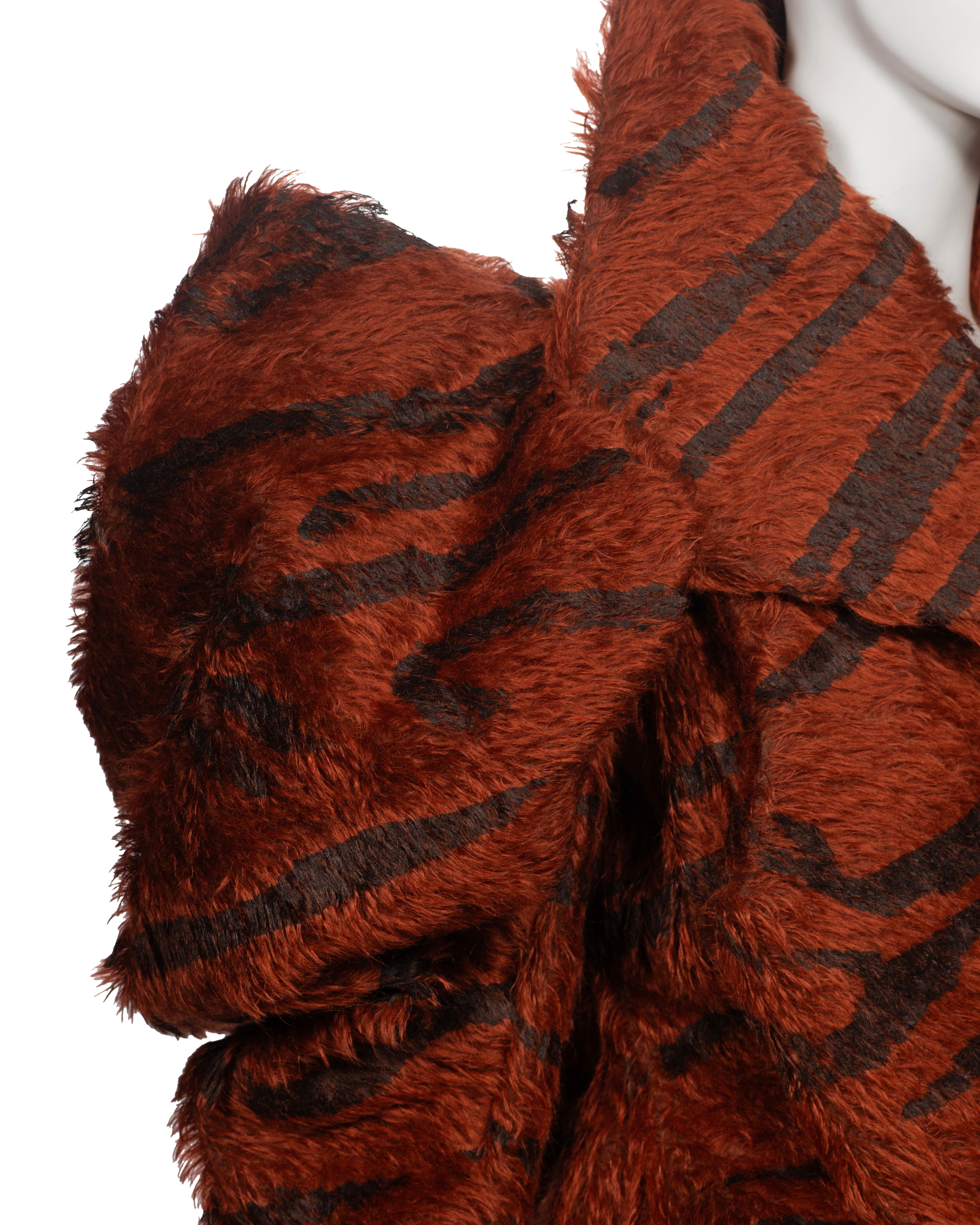 Vivienne Westwood Chestnut Faux Fur Jacket with Painted Tiger Print, fw 2001 For Sale 4