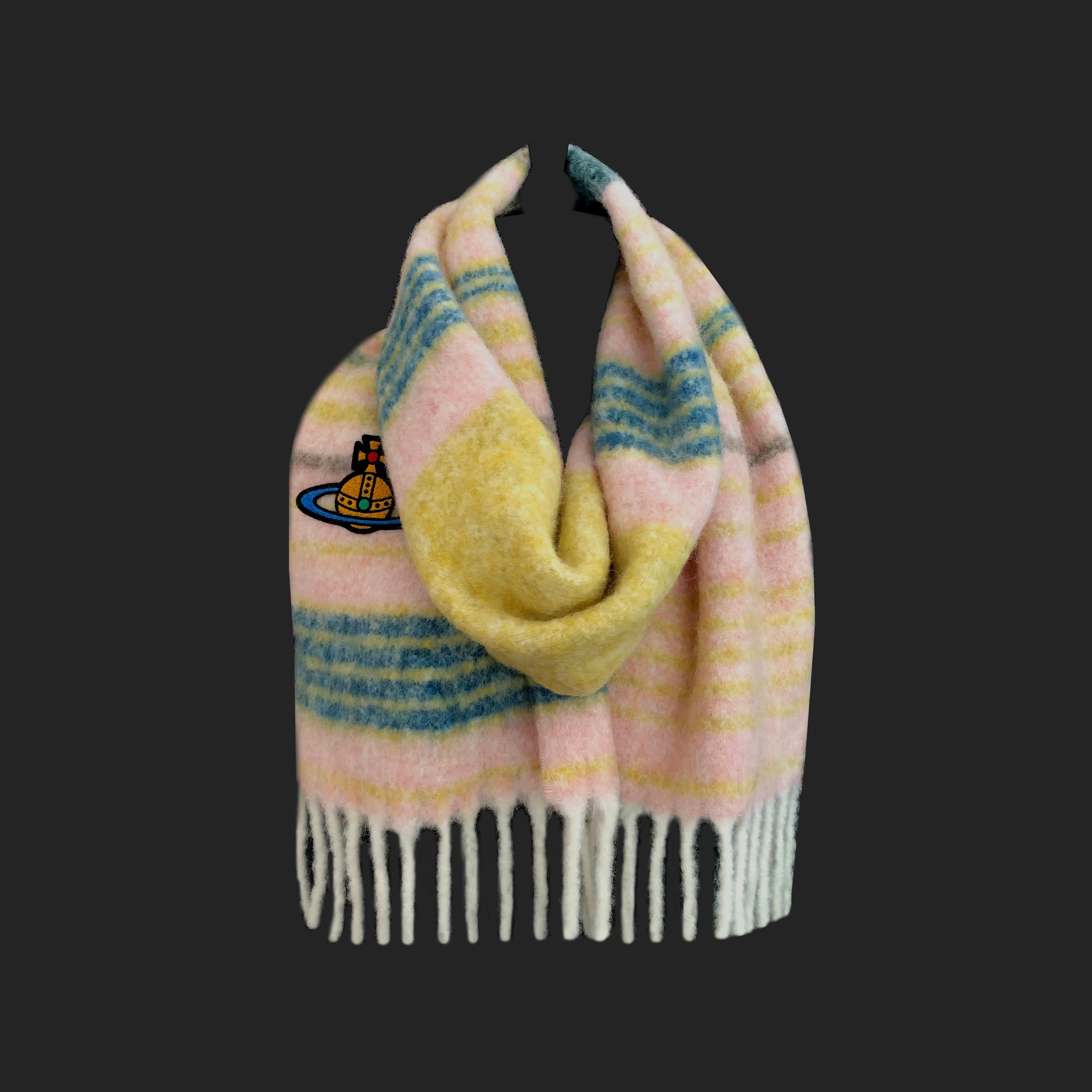 Vivienne Westwood - Sciarpa a righe in maglia di alpaca - Logo 