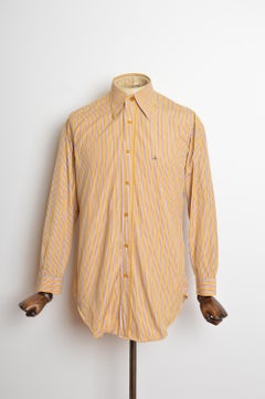 Vivienne Westwood Circa 1988 Mens Beige Mustard Pinstriped Shirt