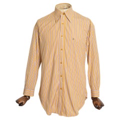 Vivienne Westwood Circa 1988 Mens Beige Mustard Pinstriped Shirt